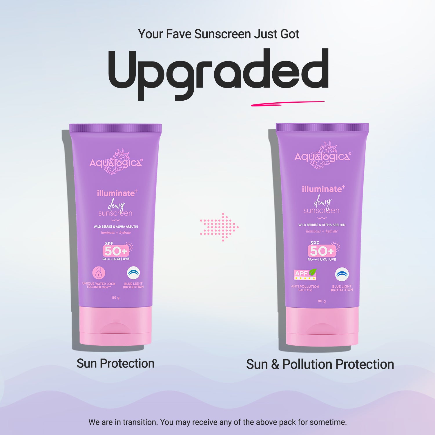 Illuminate+ Dewy Sunscreen SPF 50+ PA++++ with Wild Berries & Alpha Arbutin - 80 g(Pack of 2)