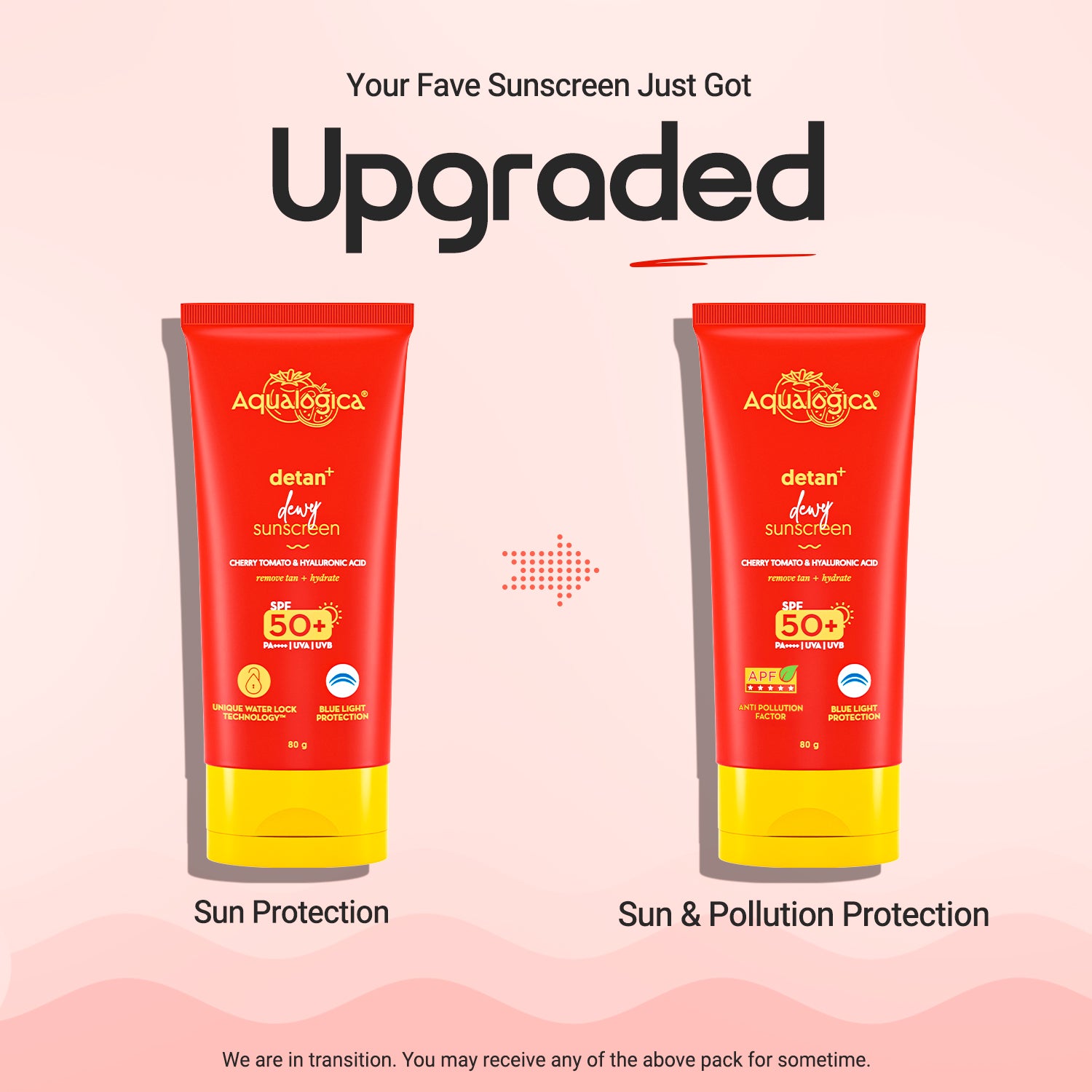 Detan+ Dewy Sunscreen SPF 50+ PA++++ with Anti Pollution Factor (APF) | UVA/B & Blue Light Protection - 80g