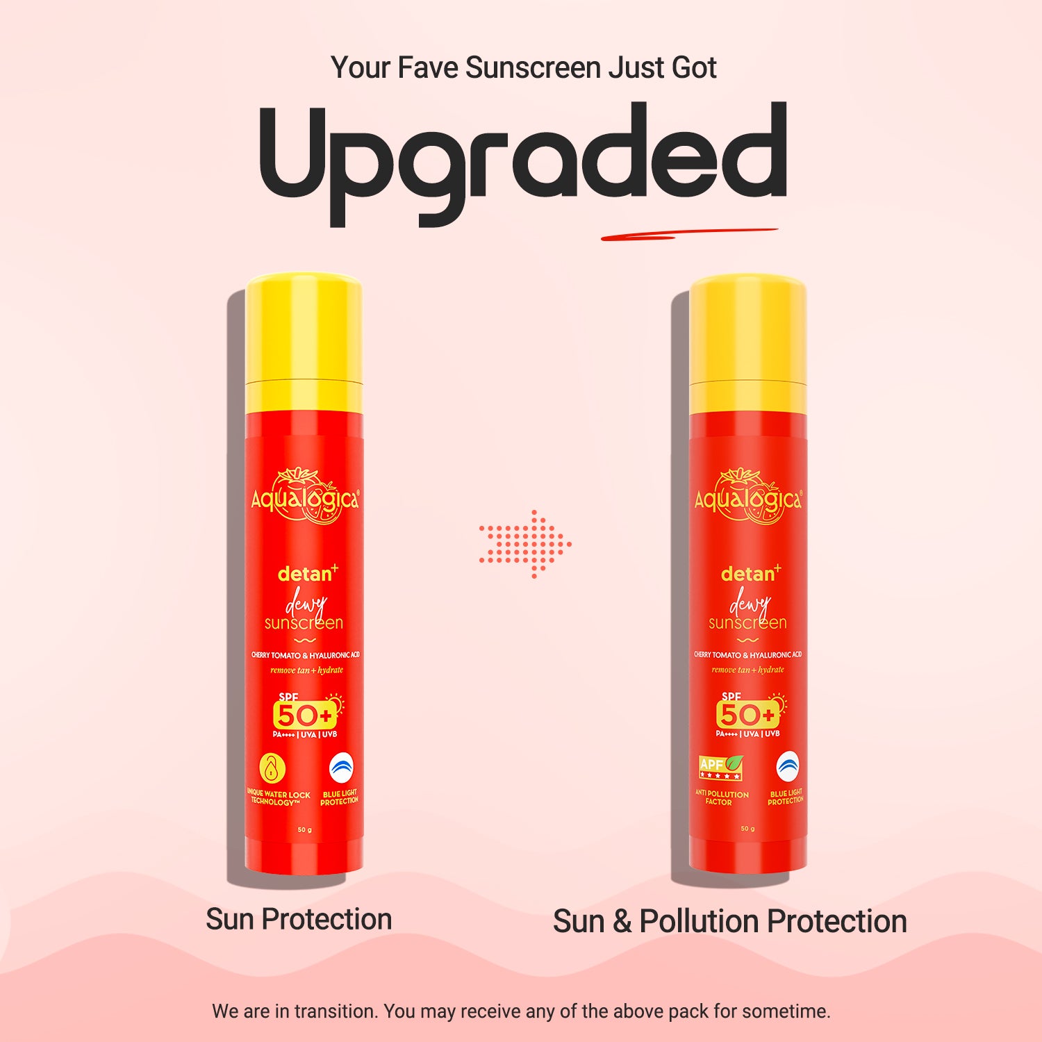 Detan+ Dewy Sunscreen SPF 50+ PA++++ with Cherry Tomato & HA - 50 g