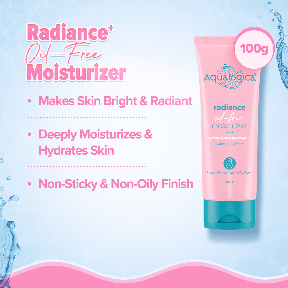 Radiance+ Oil Free Moisturizer with Watermelon and Niacinamide - 100g (Pack of 2)