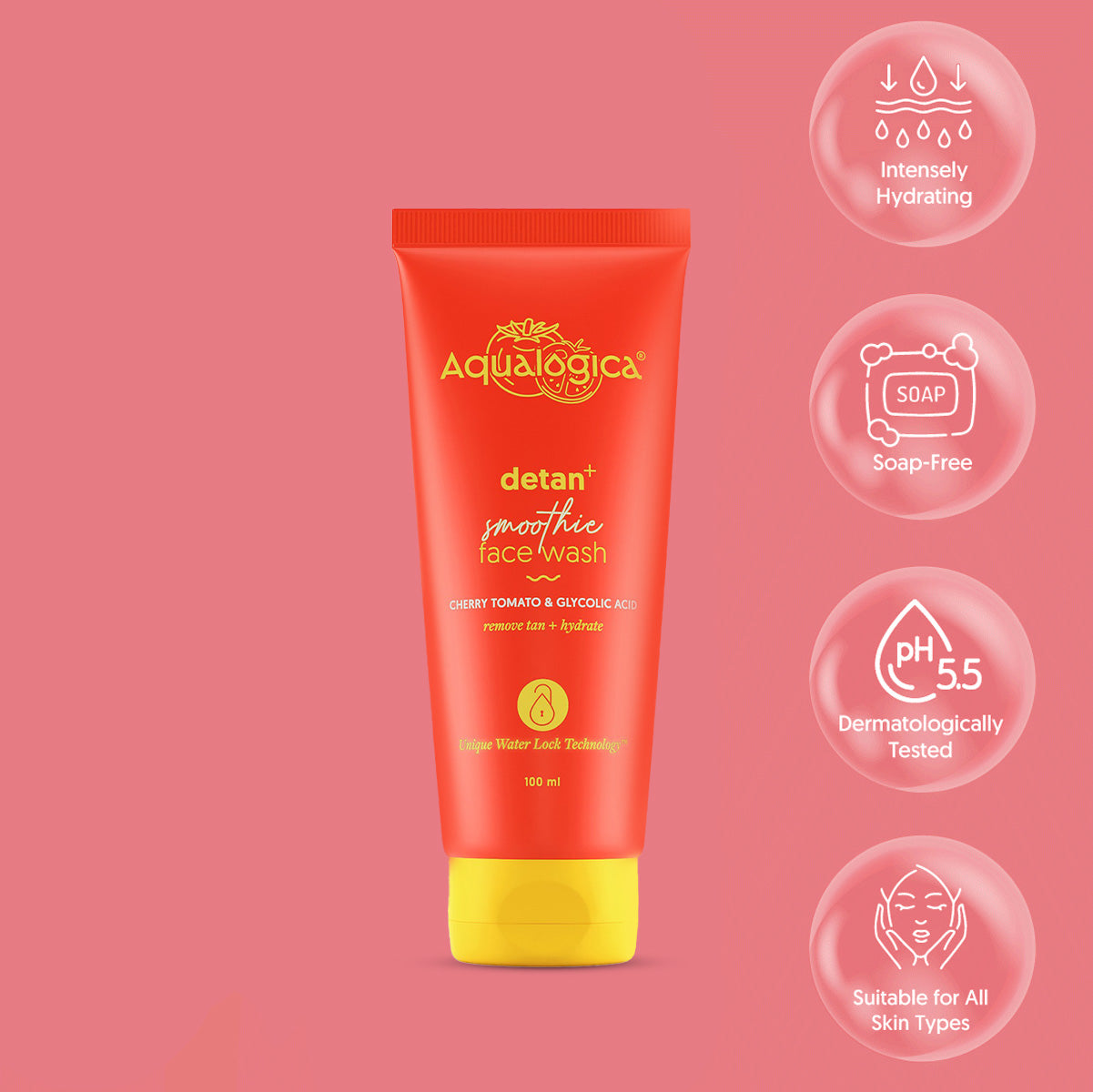 FREEBIE Detan+ Smoothie Face Wash with Cherry Tomato & Glycolic Acid for Tan Removal - 100ml