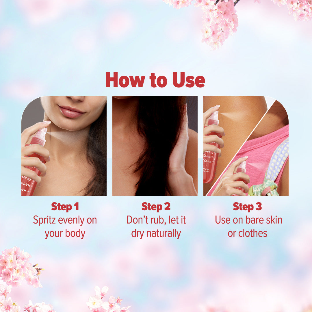 Refresh+ Cherry Blossom Bloom Perfume Body Mist with Zemea and Hyaluronic Acid 150 ml