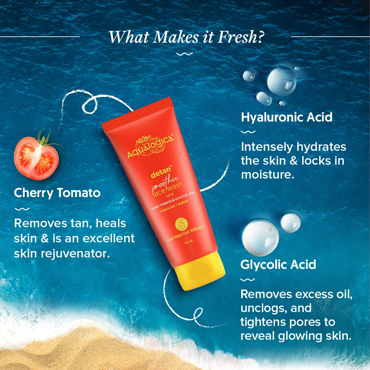 FREEBIE Detan+ Smoothie Face Wash with Cherry Tomato & Glycolic Acid for Tan Removal - 100ml