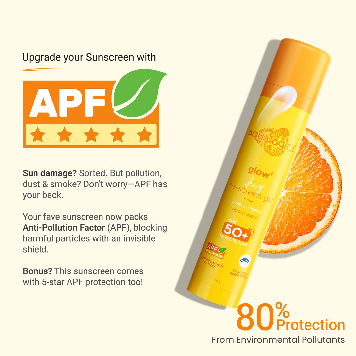 Glow+ Dewy Sunscreen Gel SPF 50+ PA++++ with Papaya & Vitamin C - 50g