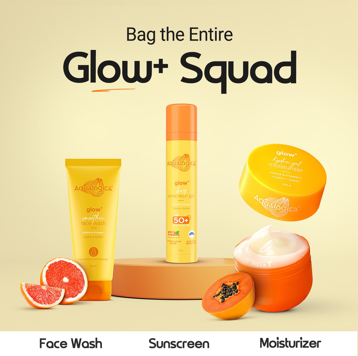 Glow+ Dewy Sunscreen Gel SPF 50+ PA++++ with Papaya & Vitamin C - 80g