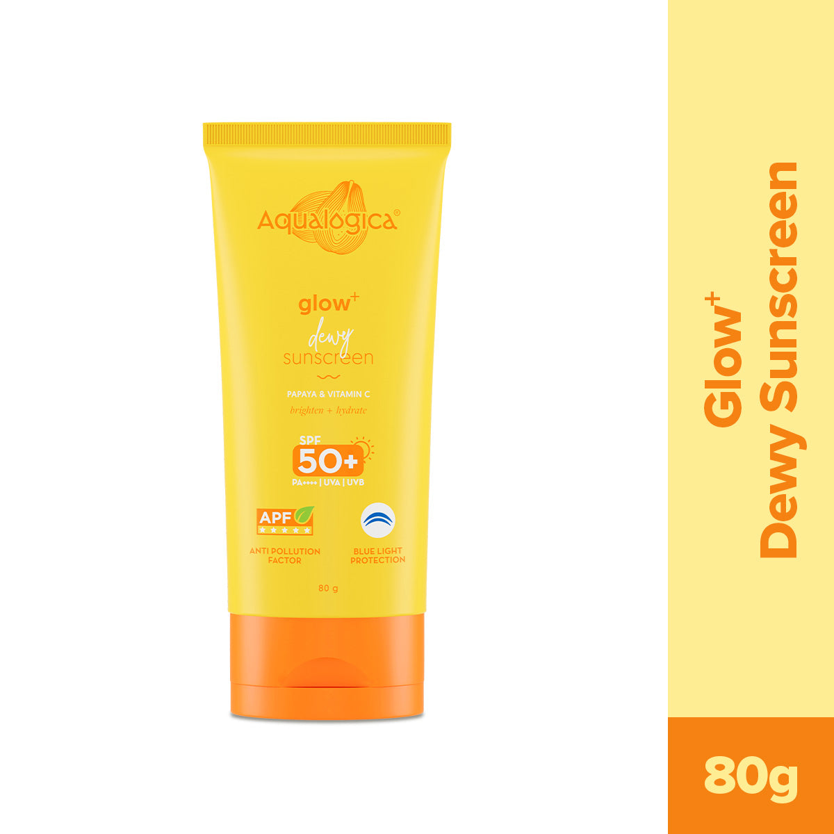 Glow+ Dewy Sunscreen SPF 50+ PA++++ with Anti Pollution Factor (APF) | Papaya & Vitamin C - 80g