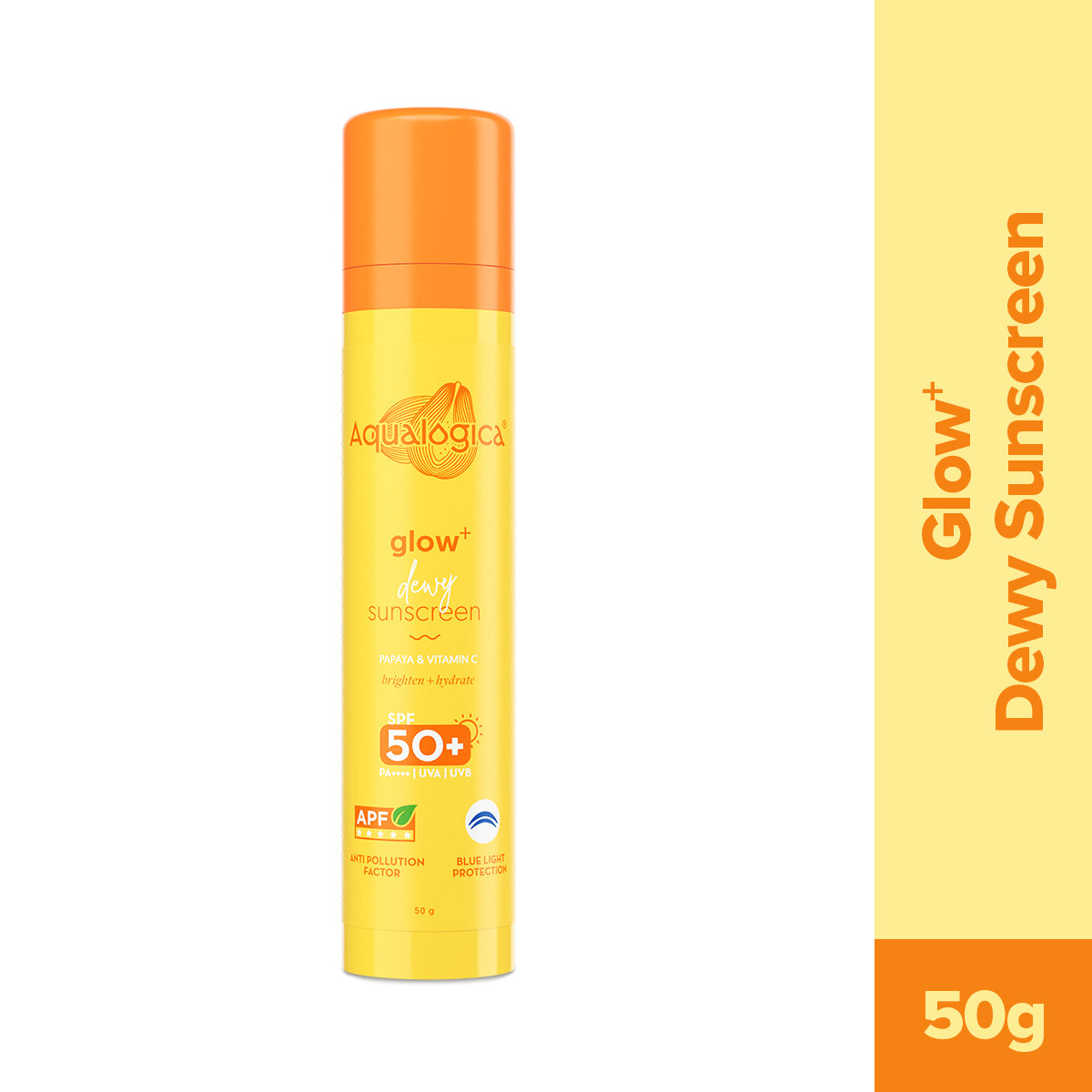 Glow+ Dewy Sunscreen SPF 50+ PA++++ with Anti Pollution Factor (APF) | Papaya & Vitamin C - 50g
