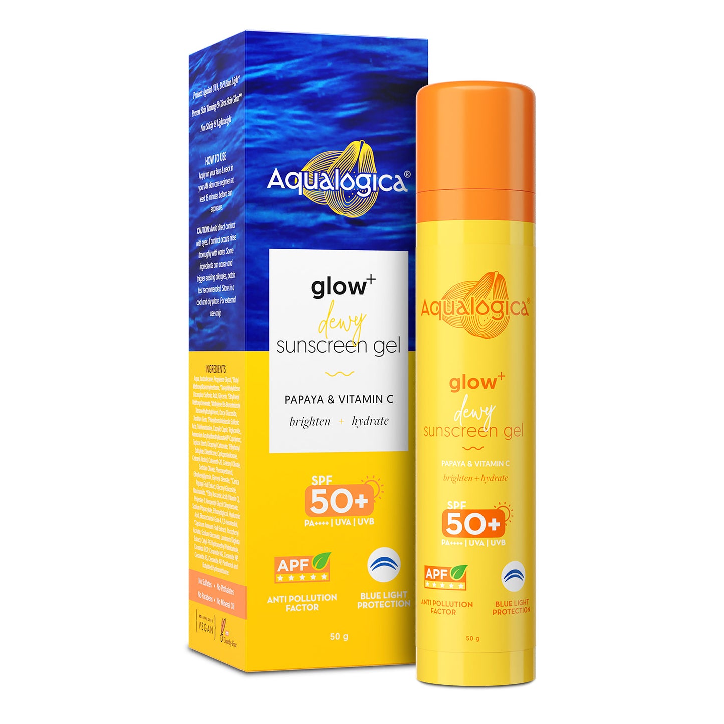 Glow+ Dewy Sunscreen Gel SPF 50+ PA++++ with Papaya & Vitamin C - 50g