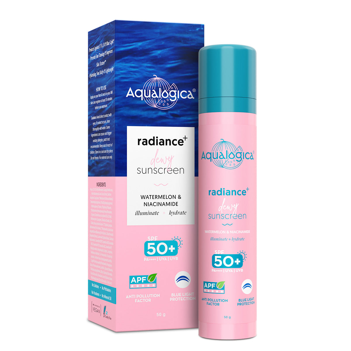 Radiance+ Dewy Sunscreen with Anti Pollution Factor (APF) | Watermelon & Niacinamide with SPF 50 & PA+++ - 50g