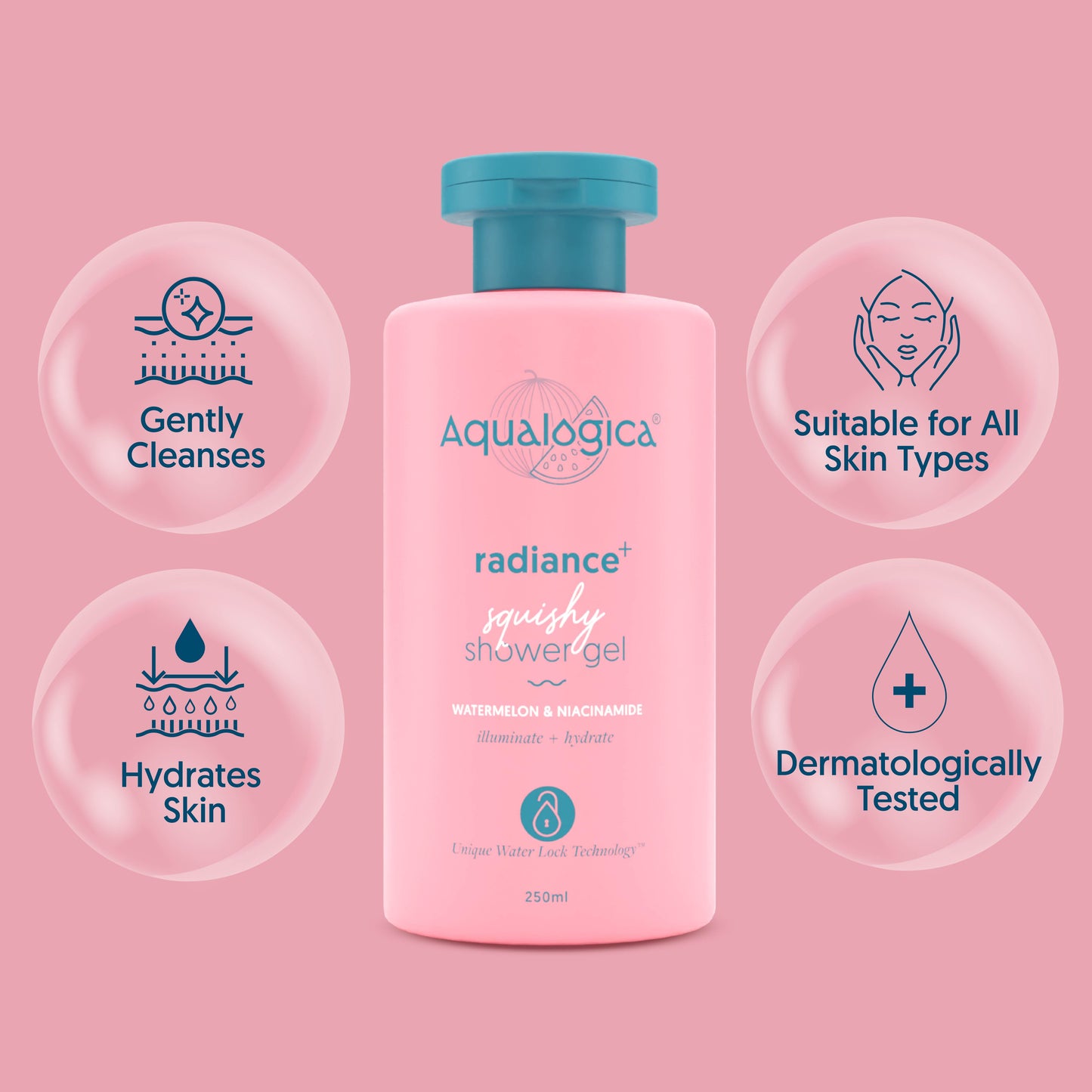 Radiance+ Squishy Shower Gel with Watermelon & Niacinamide for Radiant Skin - 250ml