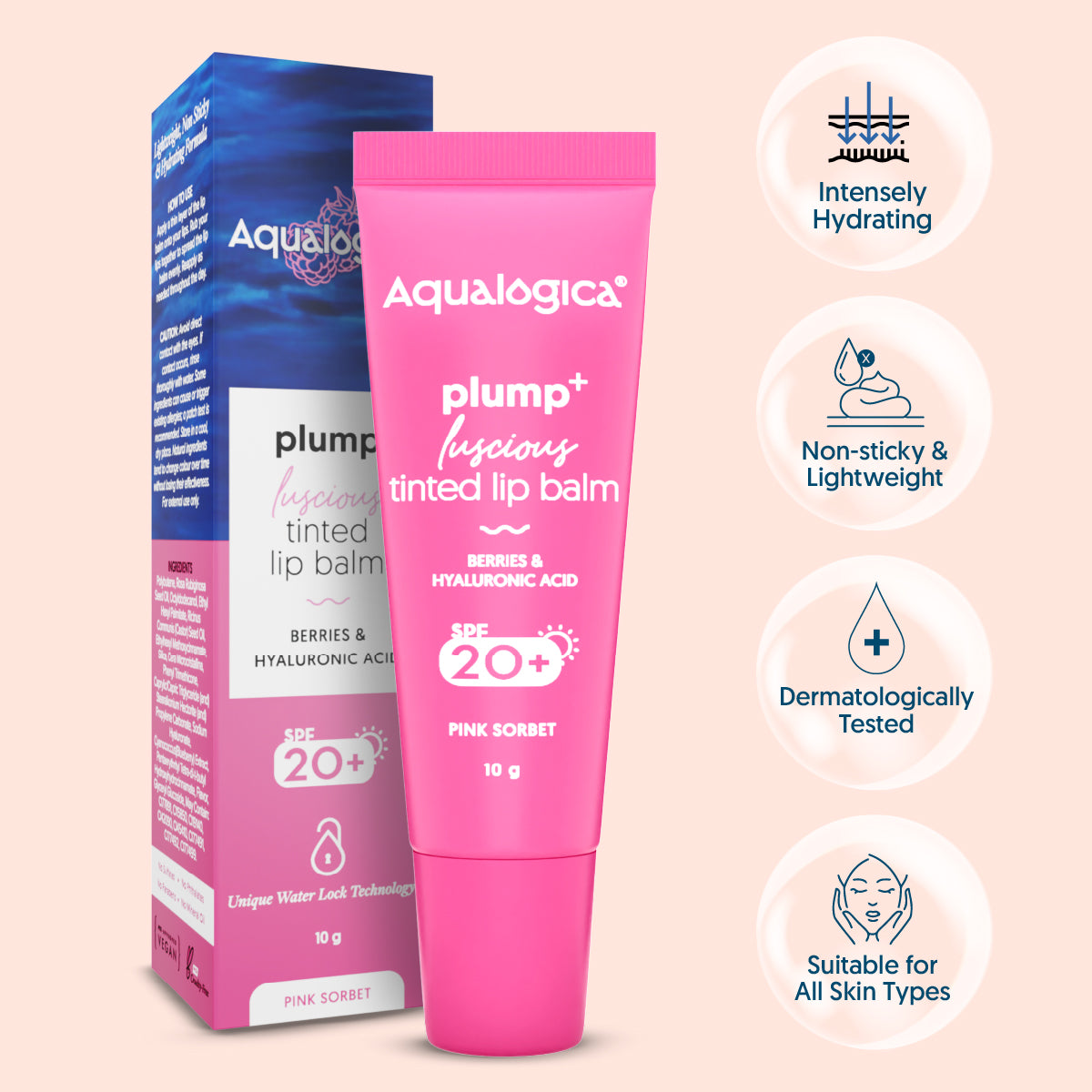 Pink Sorbet Plump+ Luscious Tinted Lip Balm - 10g (Pack of 2)