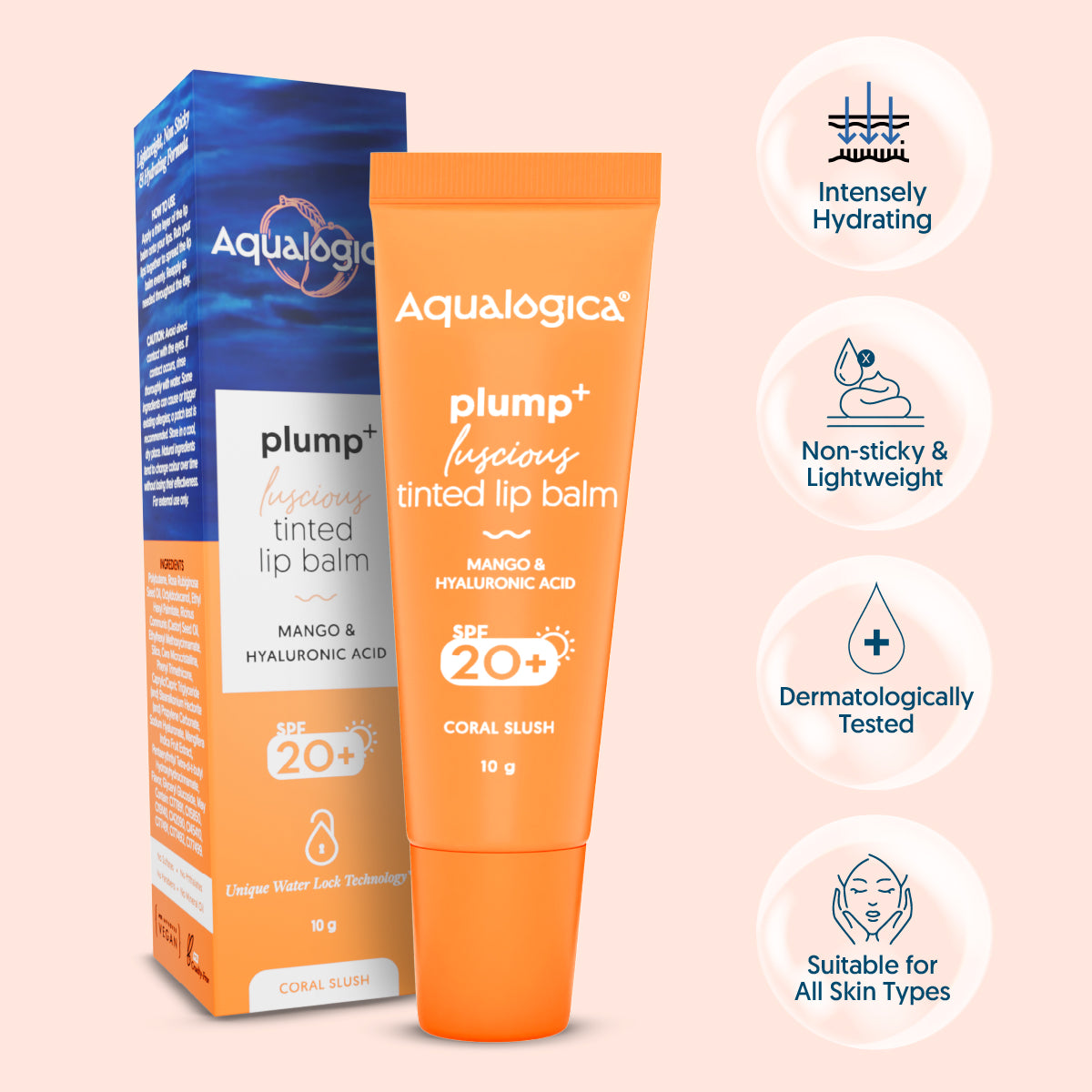 Coral Slush Plump+ Luscious Tinted Lip Balm - 10g (Pack of 2)