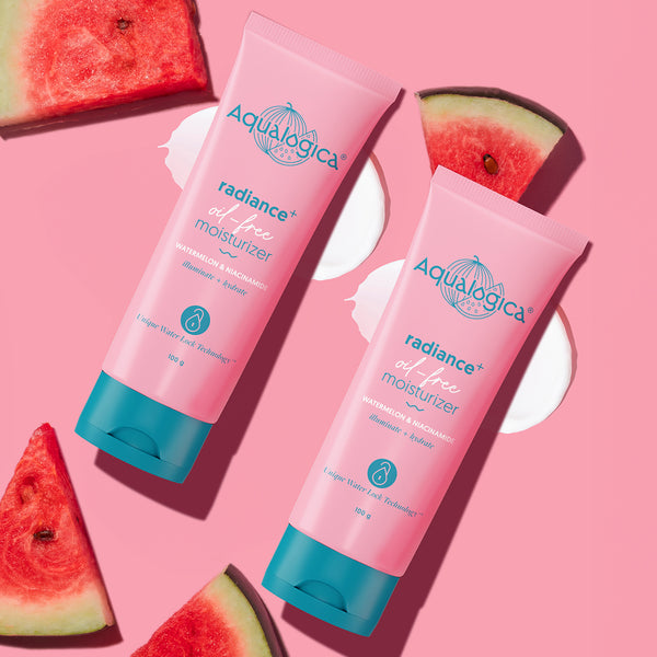 Aqualogica Radiance+ Oil Free Moisturizer with Watermelon and Niacinamide tubes 