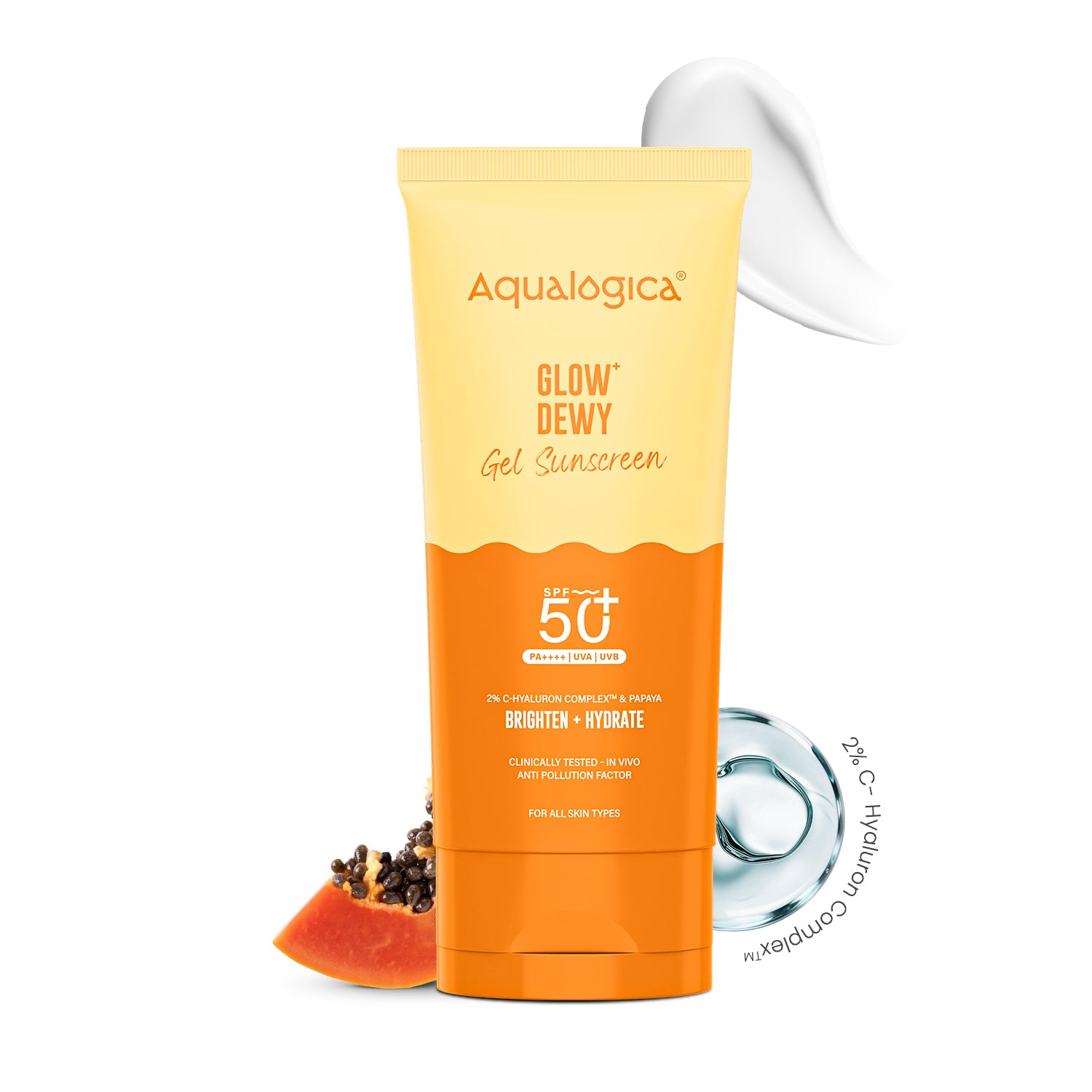 Glow+ Dewy Sunscreen Gel In-Vivo Tested SPF 50+ PA++++ with Papaya & Vitamin C - 80g