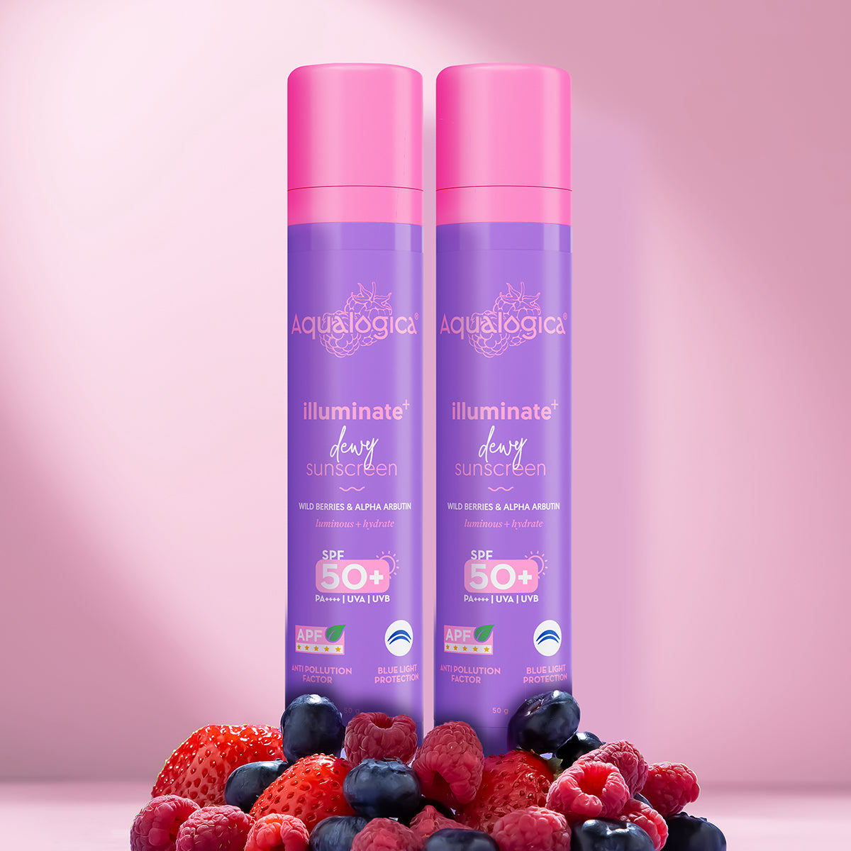 Illuminate+ Dewy Sunscreen SPF 50+ PA++++ with Wild Berries & Alpha Arbutin - 50 g(Pack of 2)