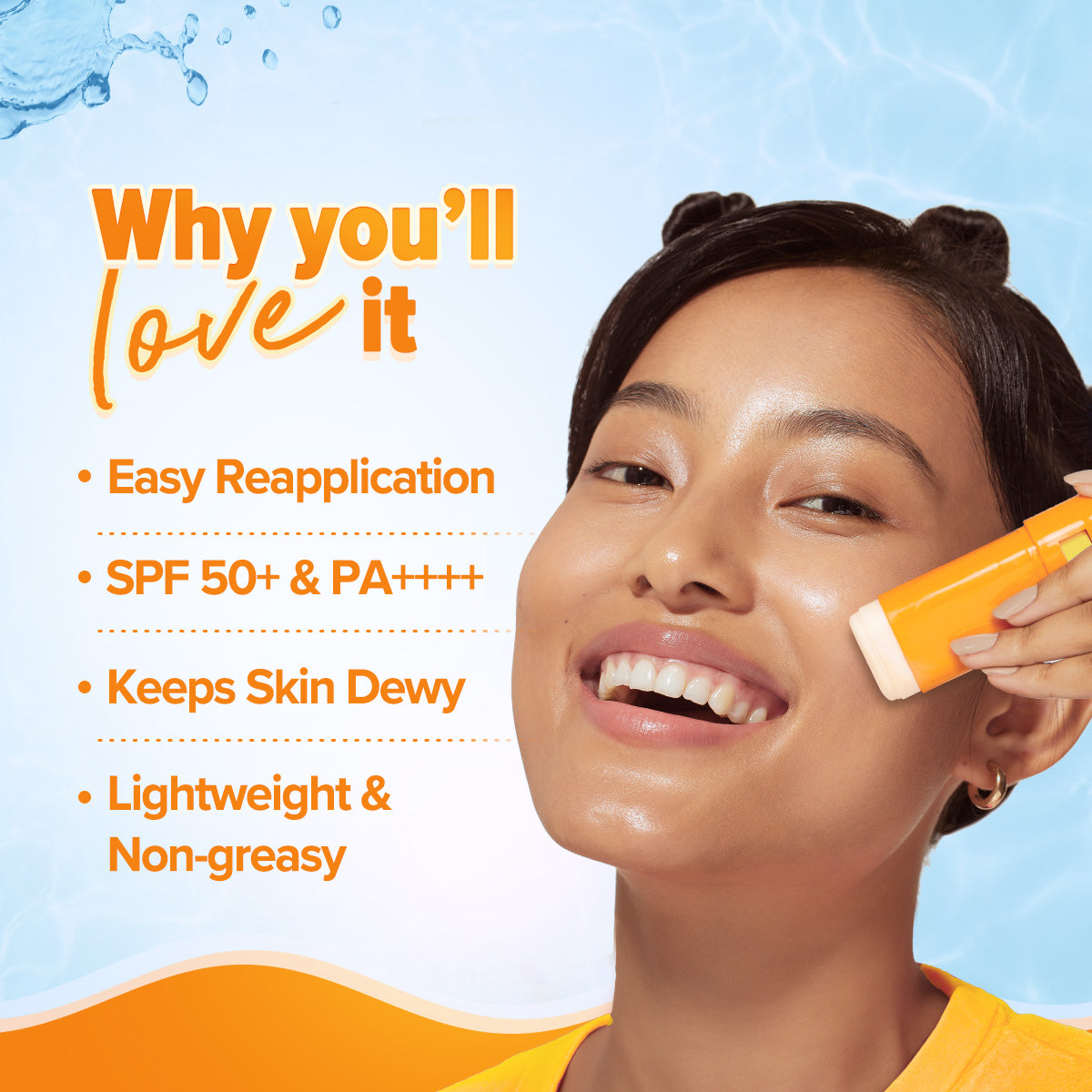Glow+ Dewy Sunstick with SPF 50+ & PA++++ for Easy Reapplication  & No White Cast - 20g