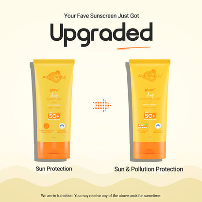 Glow+ Dewy Sunscreen Gel SPF 50+ PA++++ with Papaya & Vitamin C - 80g