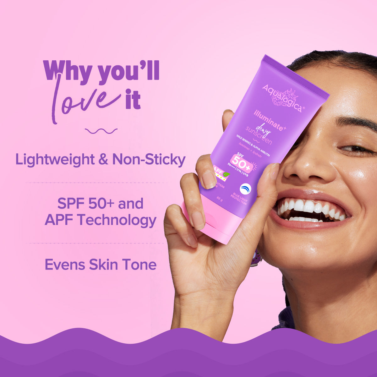 Illuminate+ Dewy Sunscreen SPF 50+ PA++++ with Wild Berries & Alpha Arbutin - 80 g