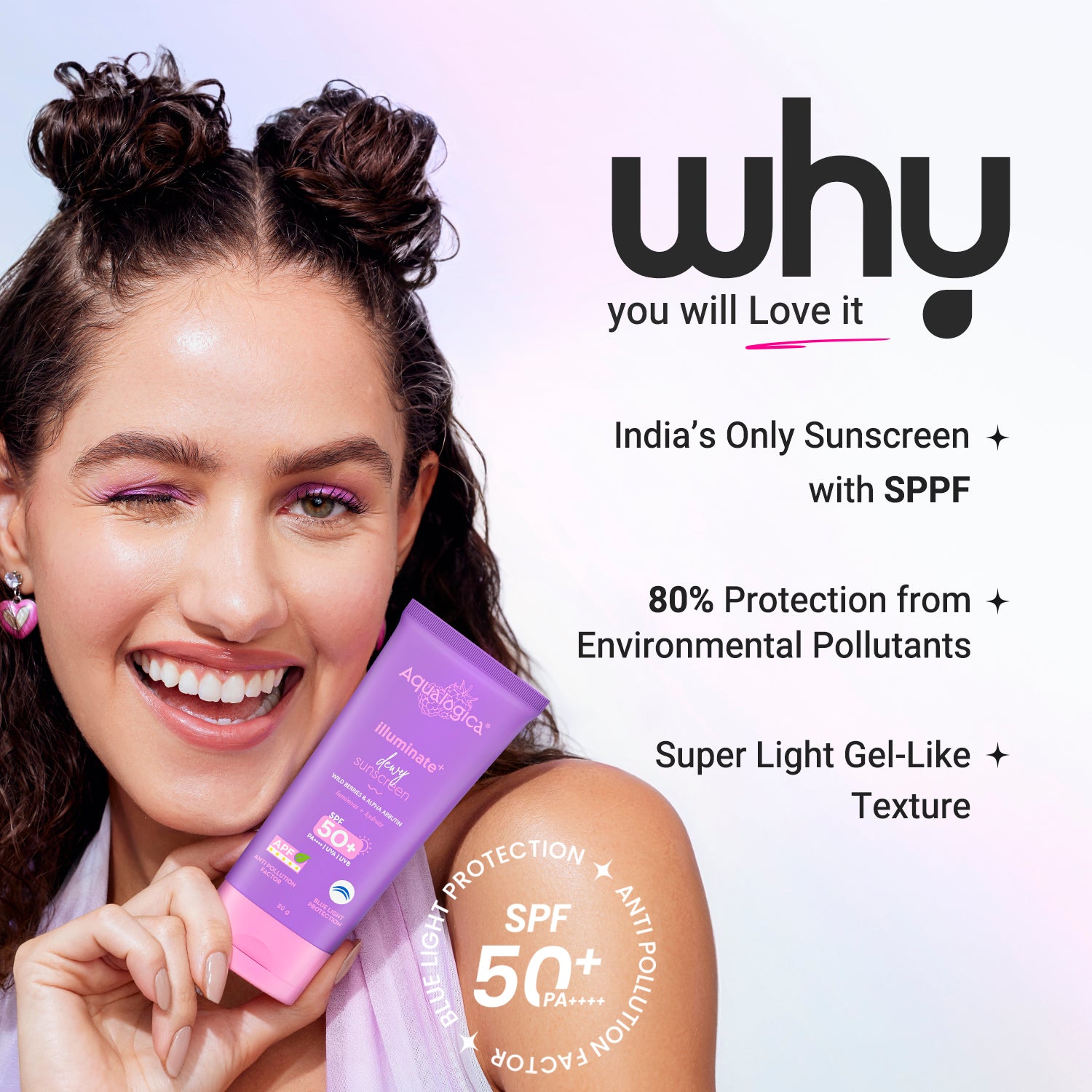 Illuminate+ Dewy Sunscreen SPF 50+ PA++++ with Wild Berries & Alpha Arbutin - 80 g(Pack of 2)