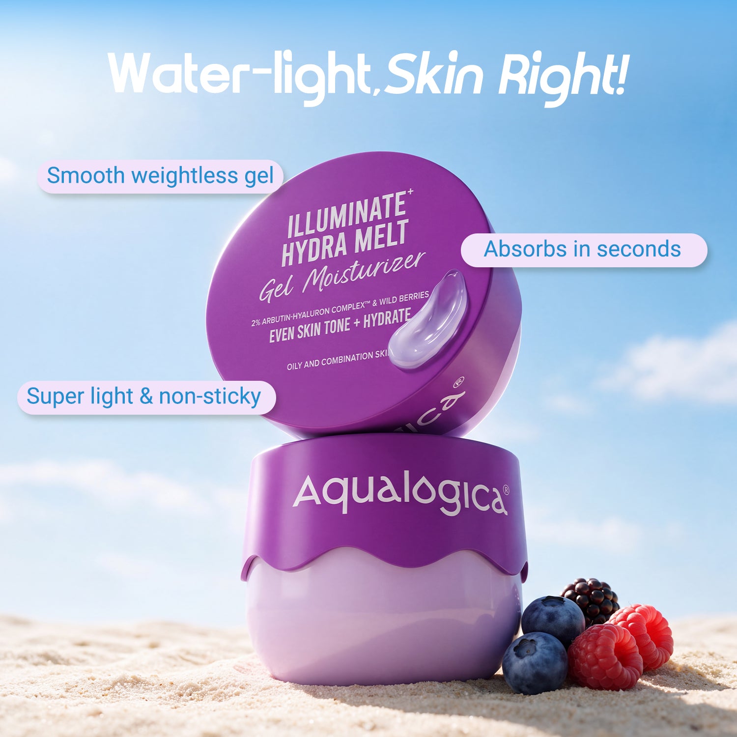 Illuminate+ Hydra Melt Gel Moisturizer with 2% Arbutin-Hyaluron Complex & Wild Berries  - 200 g