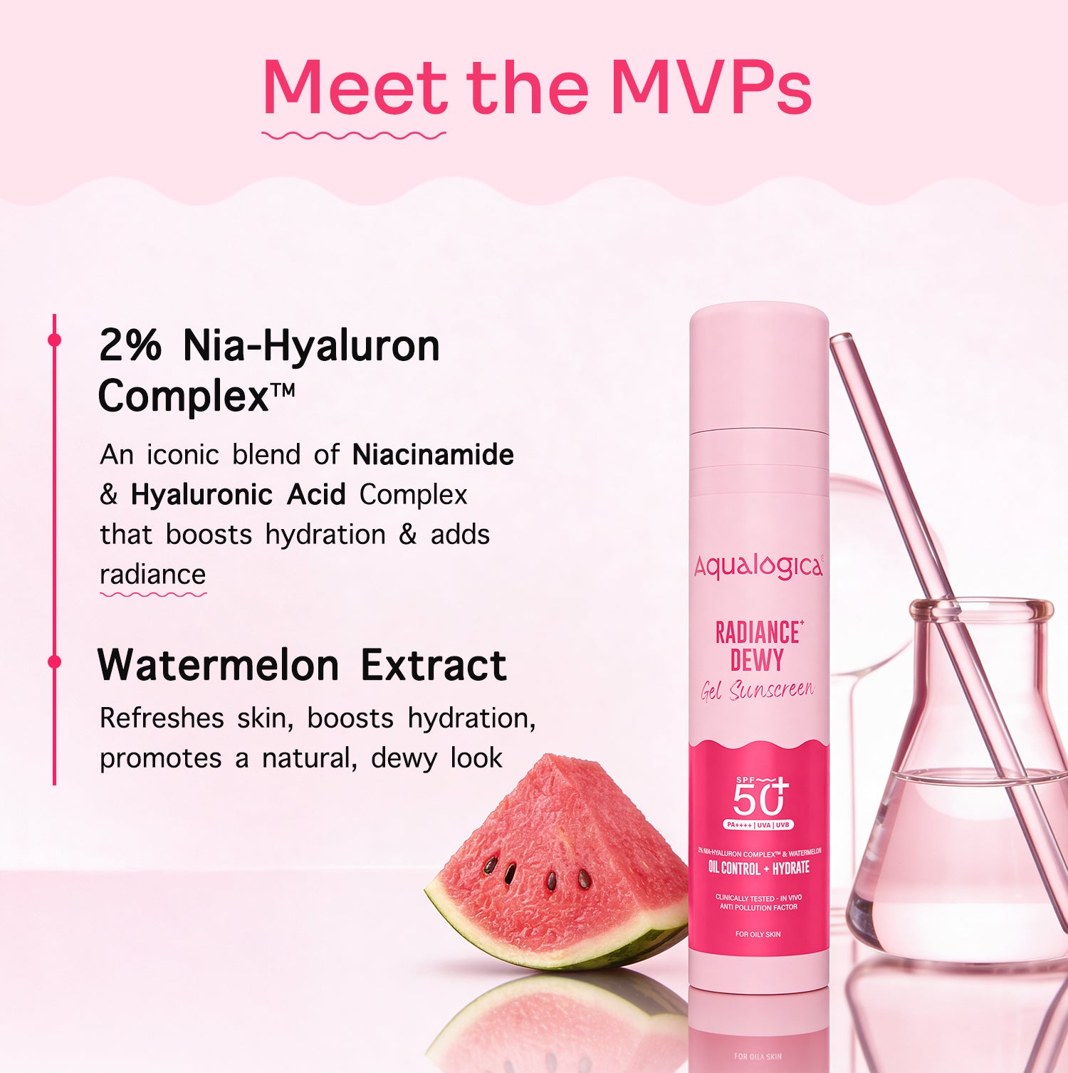 Radiance+ Dewy Sunscreen In-Vivo Tested with Watermelon & Niacinamide with SPF 50 & PA++++ - 50g