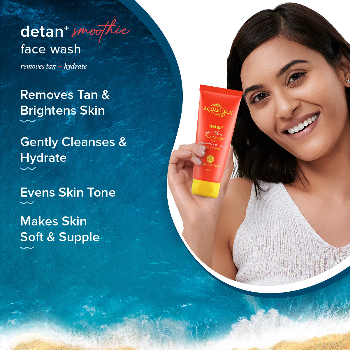 FREEBIE Detan+ Smoothie Face Wash with Cherry Tomato & Glycolic Acid for Tan Removal - 100ml