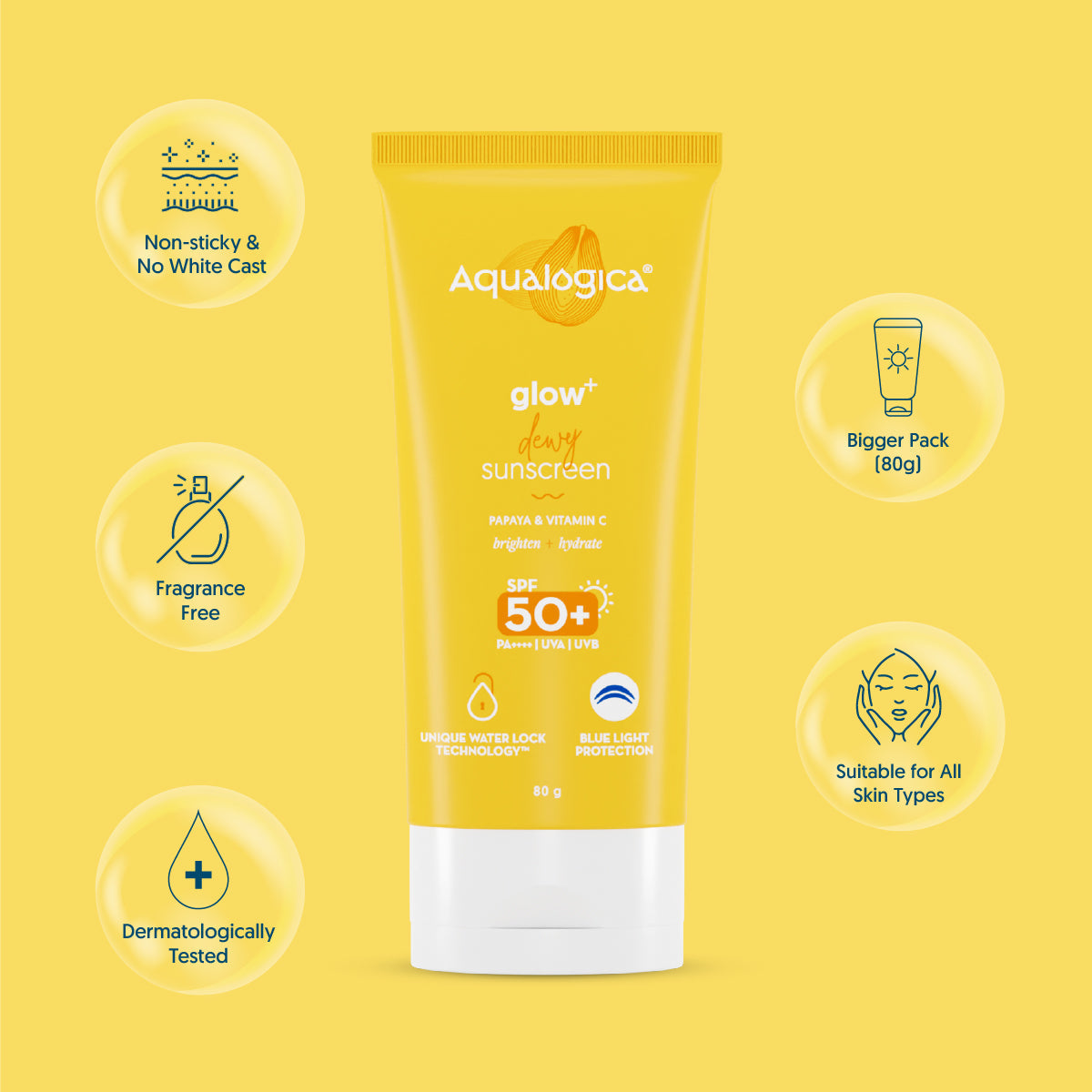 FREEBIE_Glow+ Dewy Sunscreen with SPF 50+ & PA++++ for UVA/B & Blue Light Protection & No White Cast - 80g