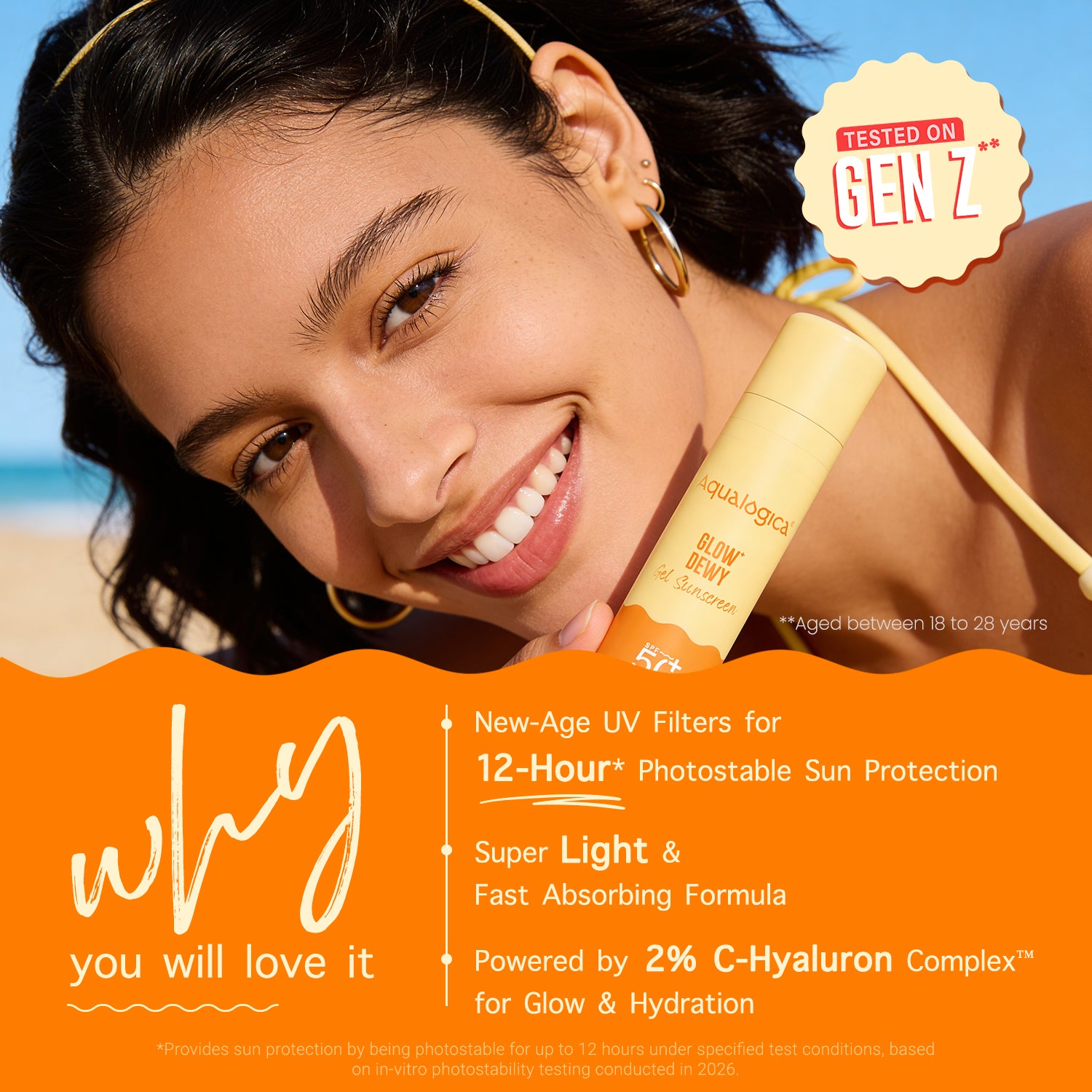 Glow+ Dewy Gel Sunscreen In-Vivo Tested SPF 50+ PA++++ with Papaya & Vitamin C - 50g (Pack of 2)
