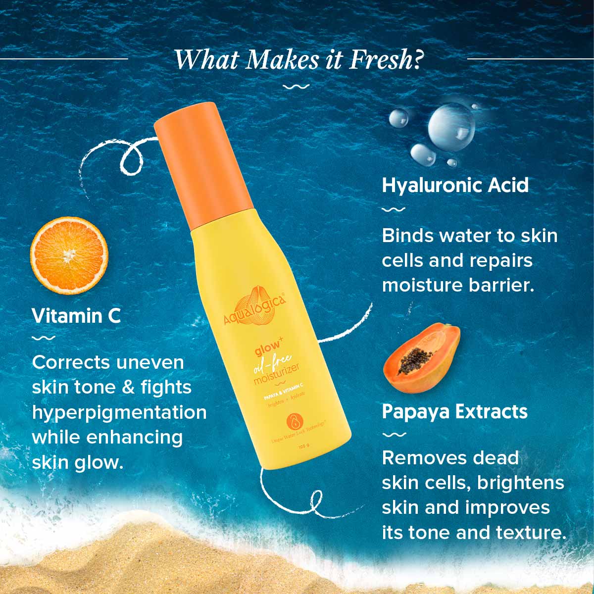 FREEBIE Glow+ Oil Free Moisturizer with Papaya & Vitamin C for Glowing Skin - 100g