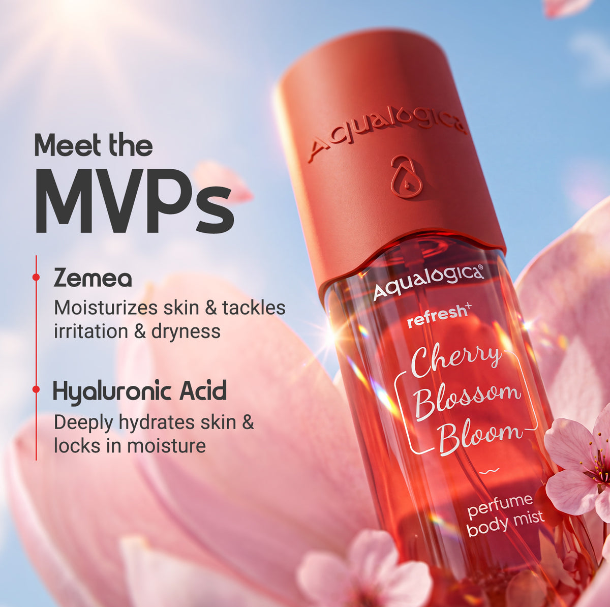 Refresh+ Cherry Blossom Bloom Perfume Body Mist with Zemea and Hyaluronic Acid 150 ml