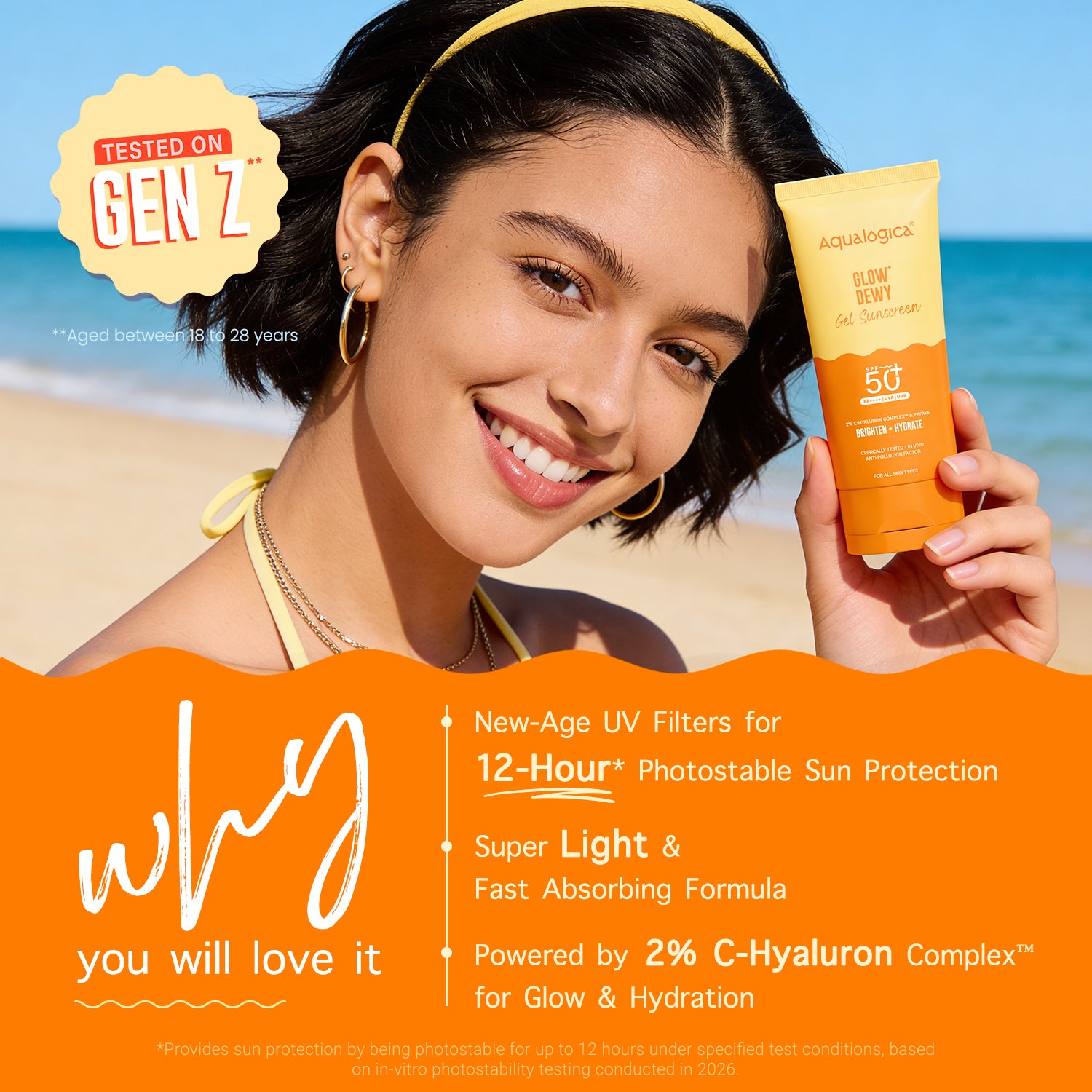 Glow+ Dewy Sunscreen Gel In-Vivo Tested SPF 50+ PA++++ with Papaya & Vitamin C - 80g