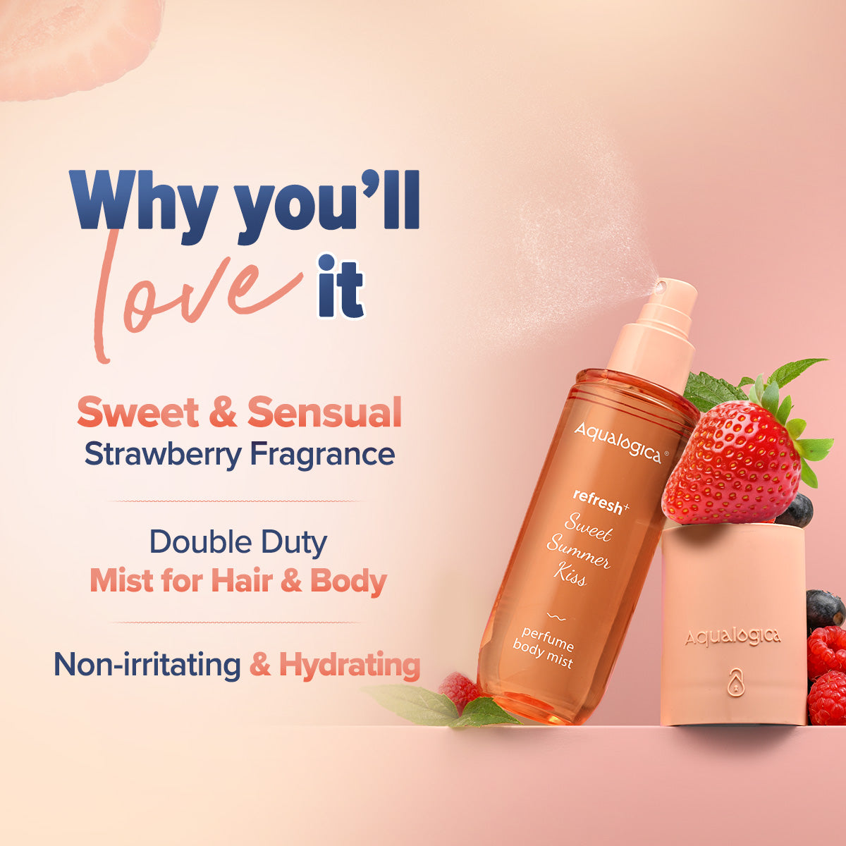 Refresh+ Sweet Summer Kiss Perfume Body Mist with Zemea and Hyaluronic Acid 150 ml