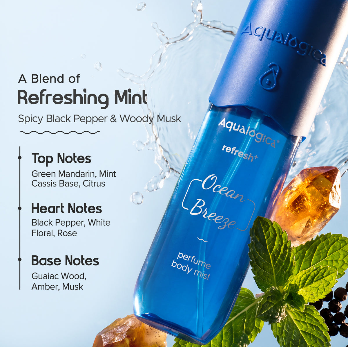 Refresh+ Perfume Body Mist - Ocean Breeze with Zemea & Hyaluronic Acid 150 ml