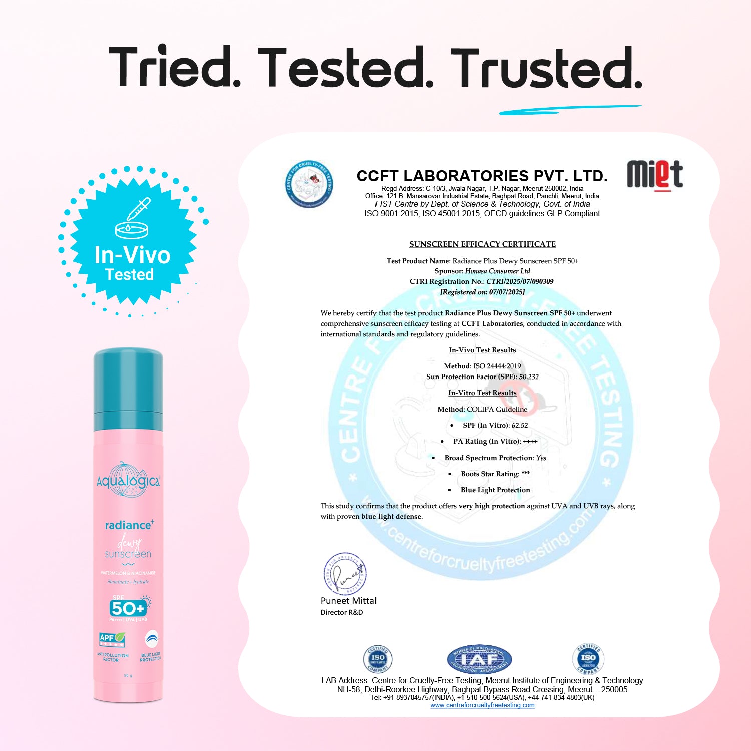 Radiance+ Dewy Sunscreen In-Vivo Tested with Watermelon & Niacinamide with SPF 50 & PA++++ - 50g(Pack of 3)