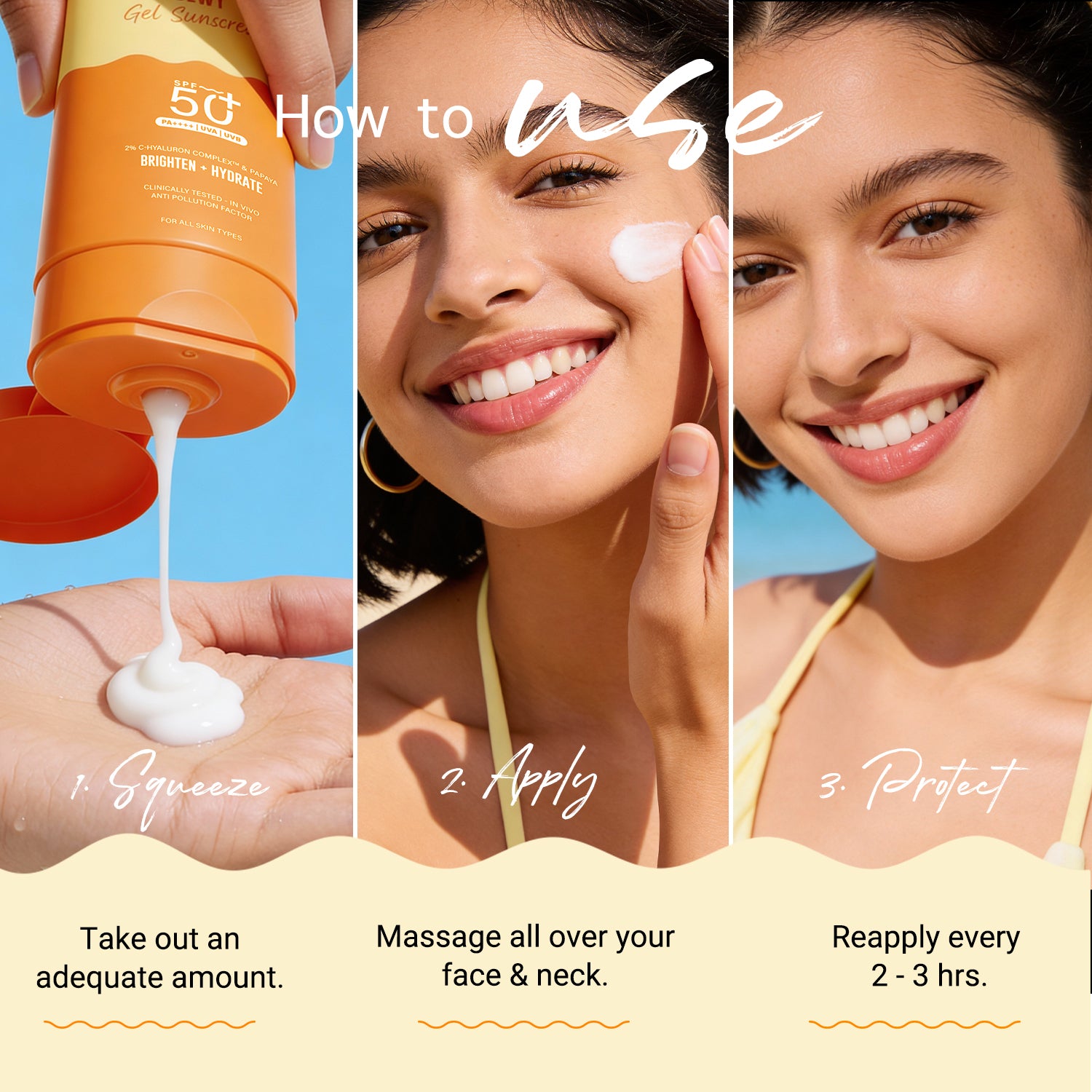 Glow+ Dewy Sunscreen Gel In-Vivo Tested SPF 50+ PA++++ with Papaya & Vitamin C - 80g