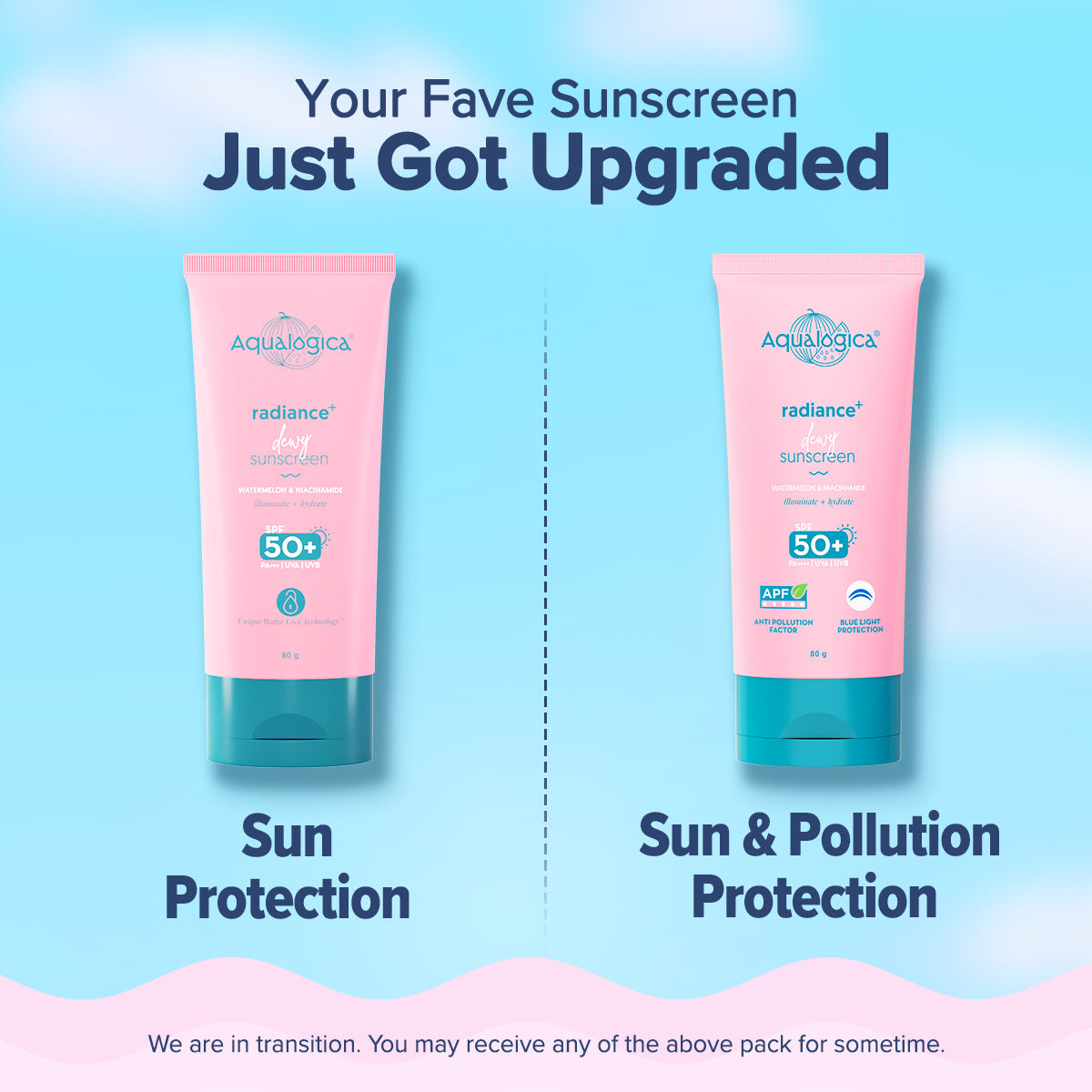 Radiance+ Dewy Sunscreen with Watermelon & Niacinamide with SPF 50 & PA++++ - 80g (Pack of 2)