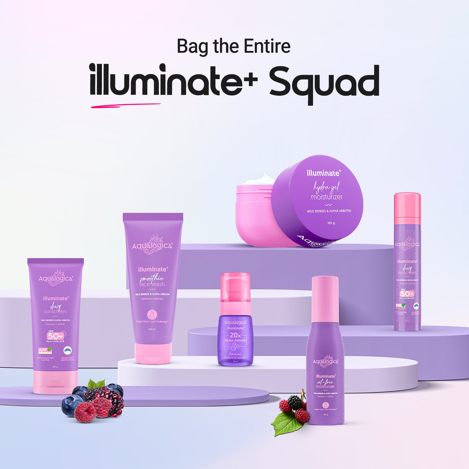 Illuminate+ Dewy Sunscreen SPF 50+ PA++++ with Wild Berries & Alpha Arbutin - 80 g(Pack of 2)