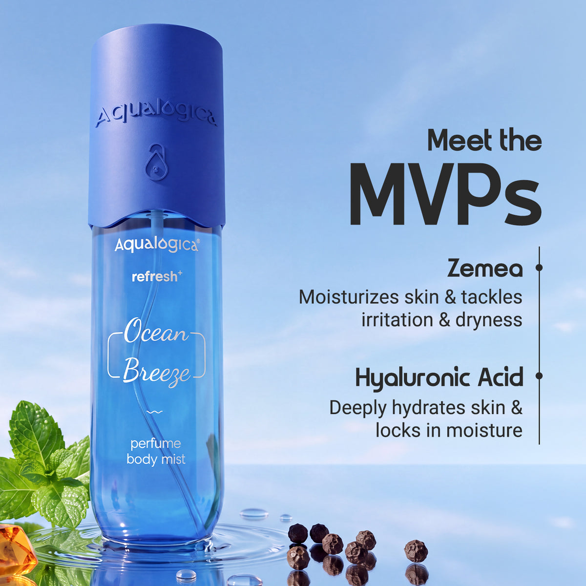 Refresh+ Perfume Body Mist - Ocean Breeze with Zemea & Hyaluronic Acid 150 ml