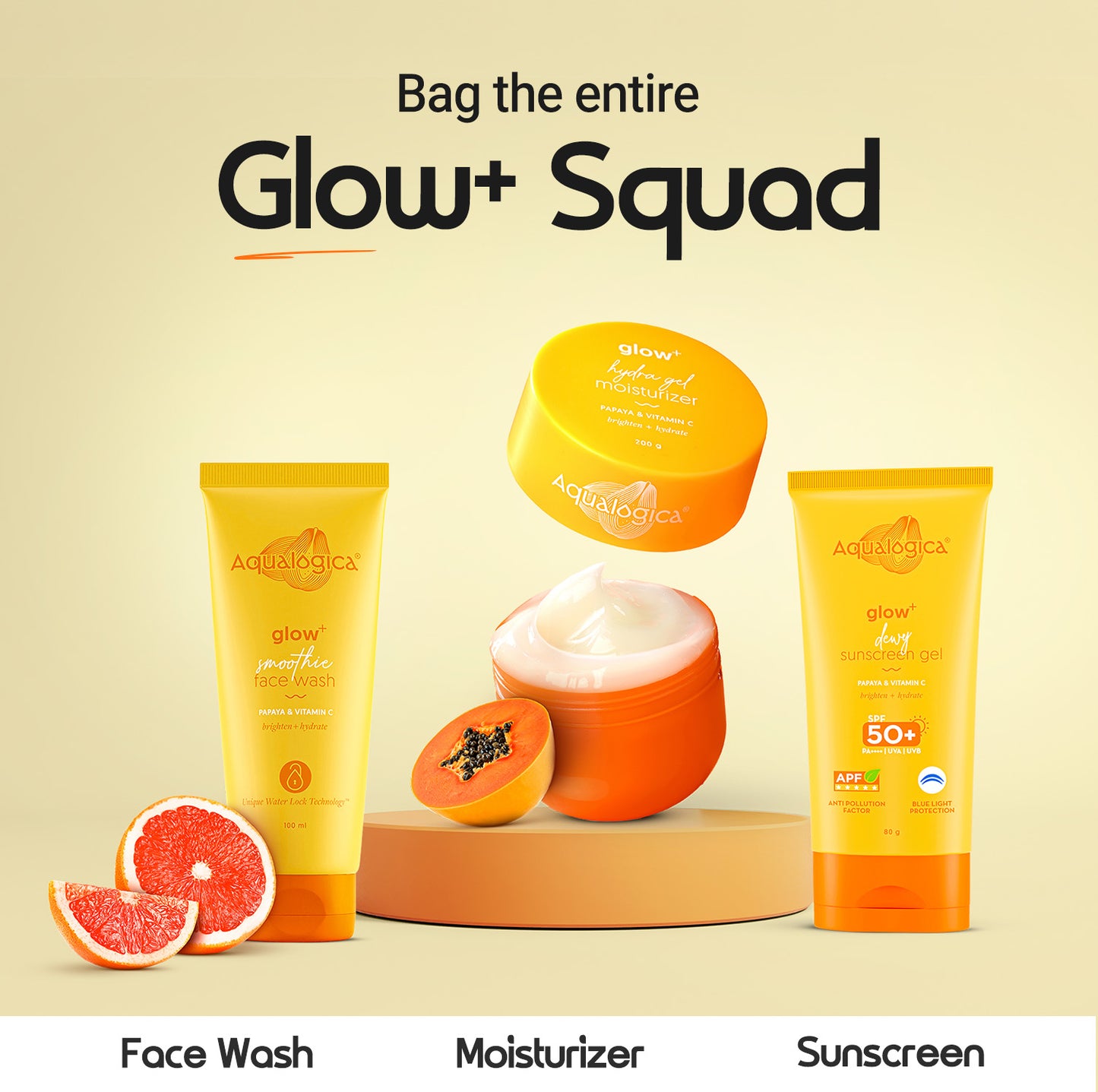 Glow+ Dewy Sunscreen Gel SPF 50+ PA++++ with Papaya & Vitamin C - 80g