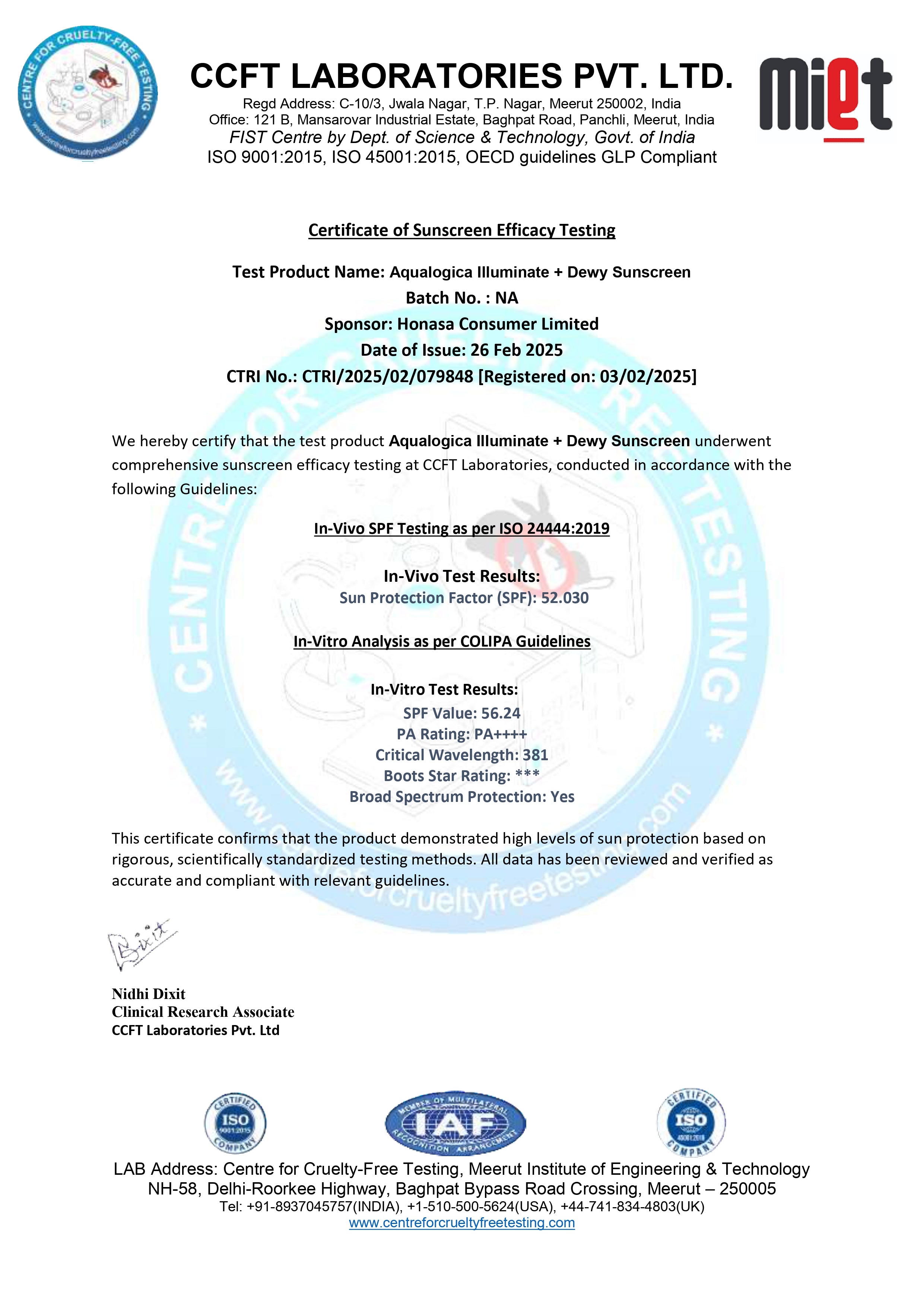 Invivo certificate