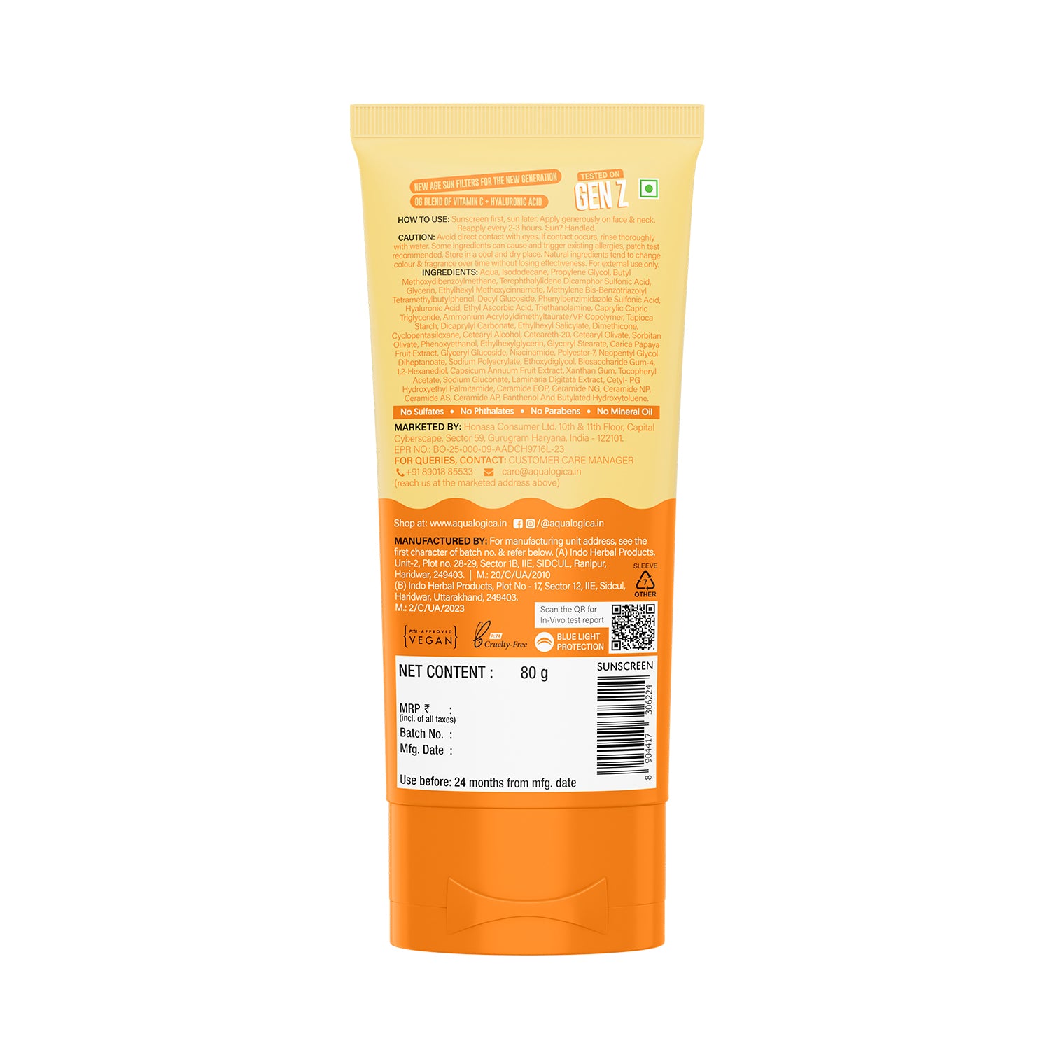 Glow+ Dewy Sunscreen Gel In-Vivo Tested SPF 50+ PA++++ with Papaya & Vitamin C - 80g