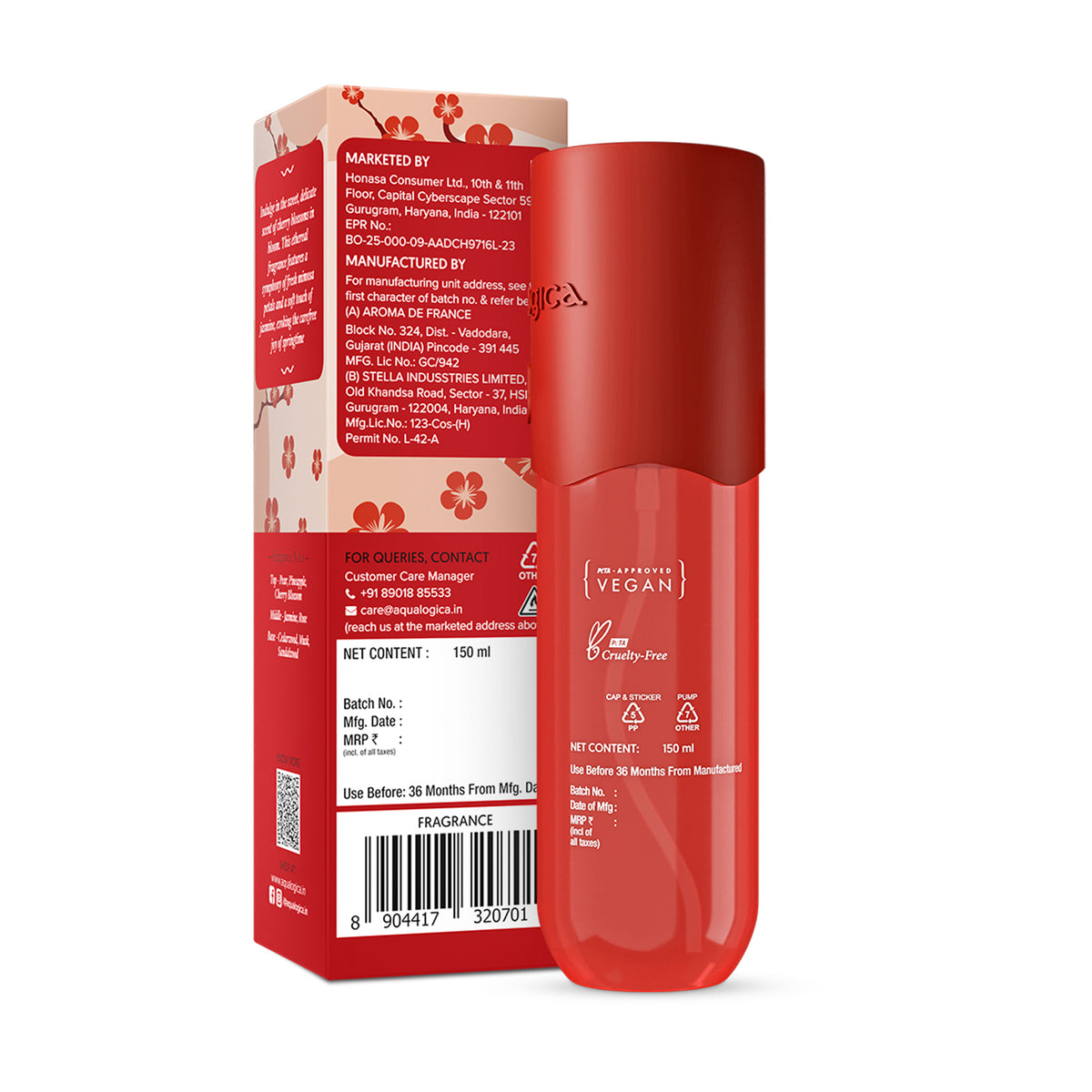 Refresh+ Cherry Blossom Bloom Perfume Body Mist with Zemea and Hyaluronic Acid 150 ml