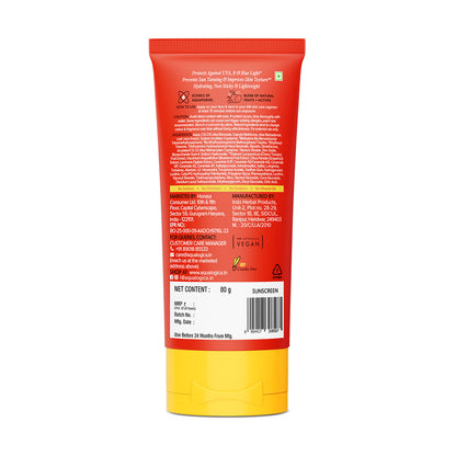 Detan+ Dewy Sunscreen SPF 50+ PA++++ with Anti Pollution Factor (APF) | UVA/B & Blue Light Protection - 80g