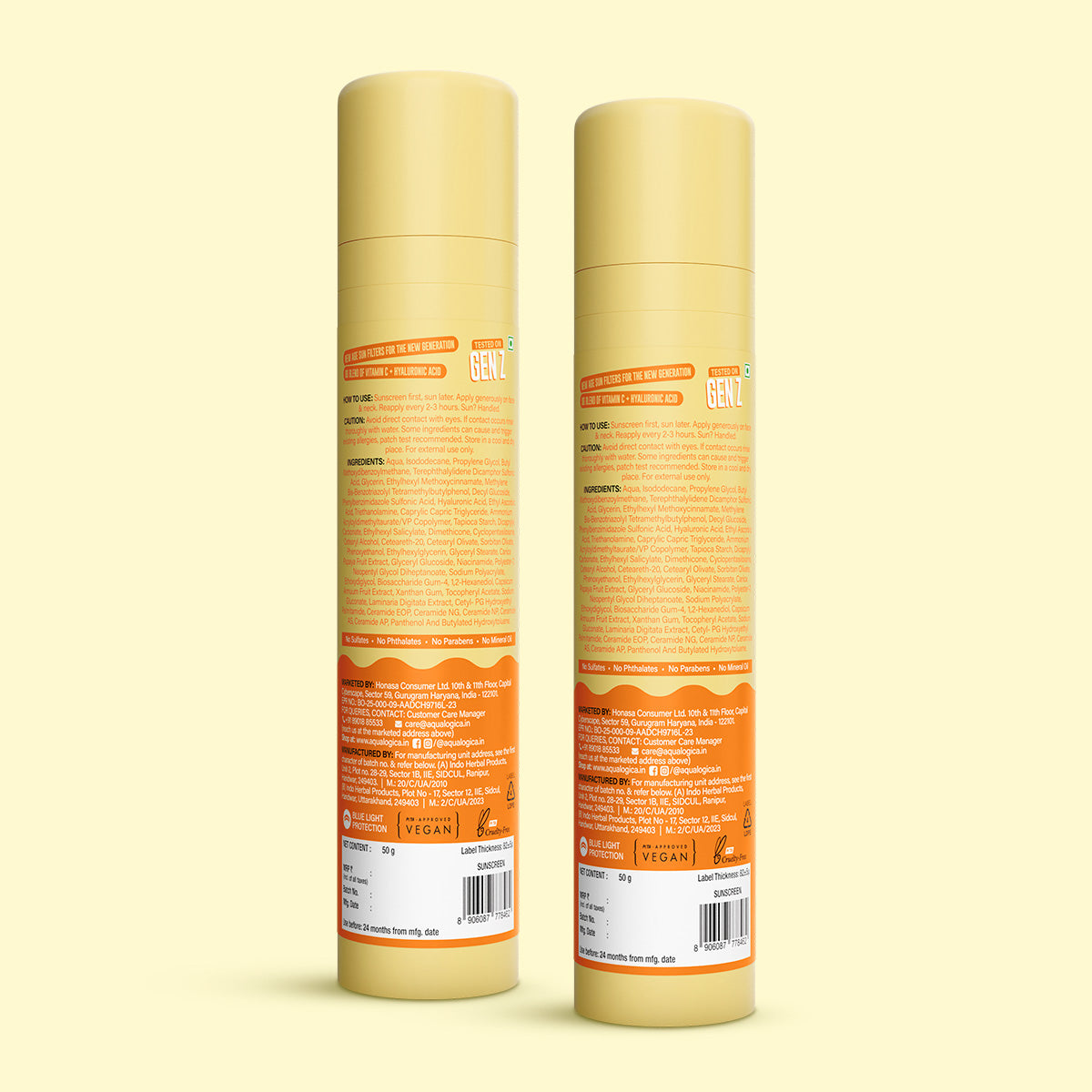 Glow+ Dewy Gel Sunscreen In-Vivo Tested SPF 50+ PA++++ with Papaya & Vitamin C - 50g (Pack of 2)