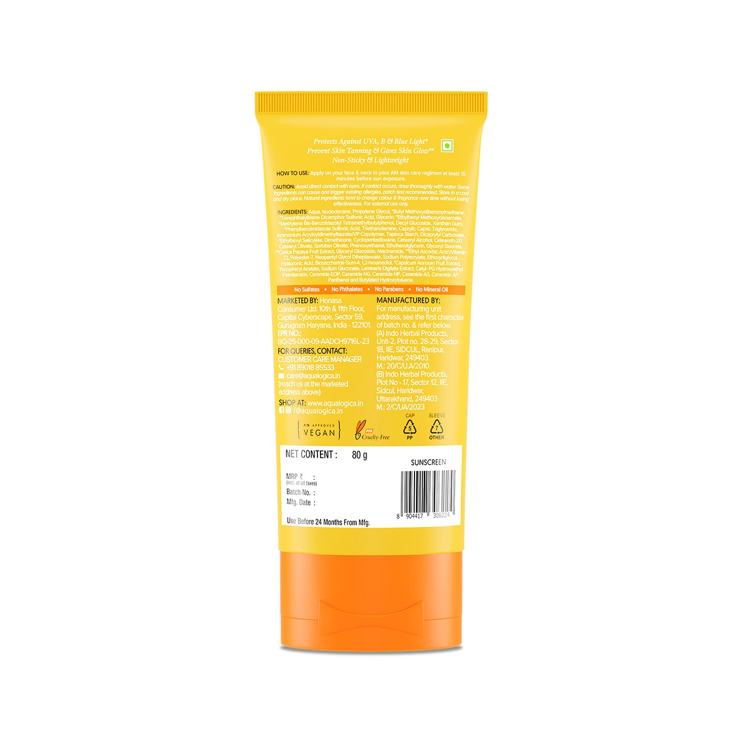 Glow+ Dewy Sunscreen Gel SPF 50+ PA++++ with Papaya & Vitamin C - 80g
