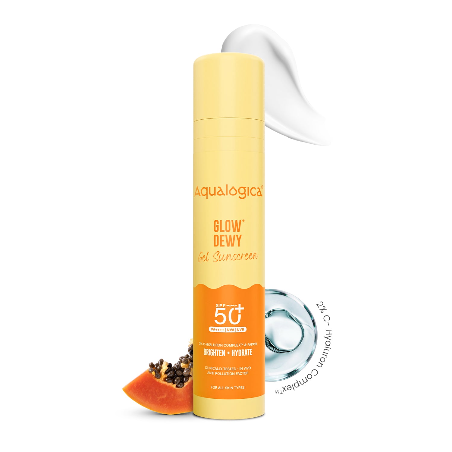 Glow+ Dewy Sunscreen Gel In-Vivo Tested SPF 50+ PA++++ with Papaya & Vitamin C - 50g