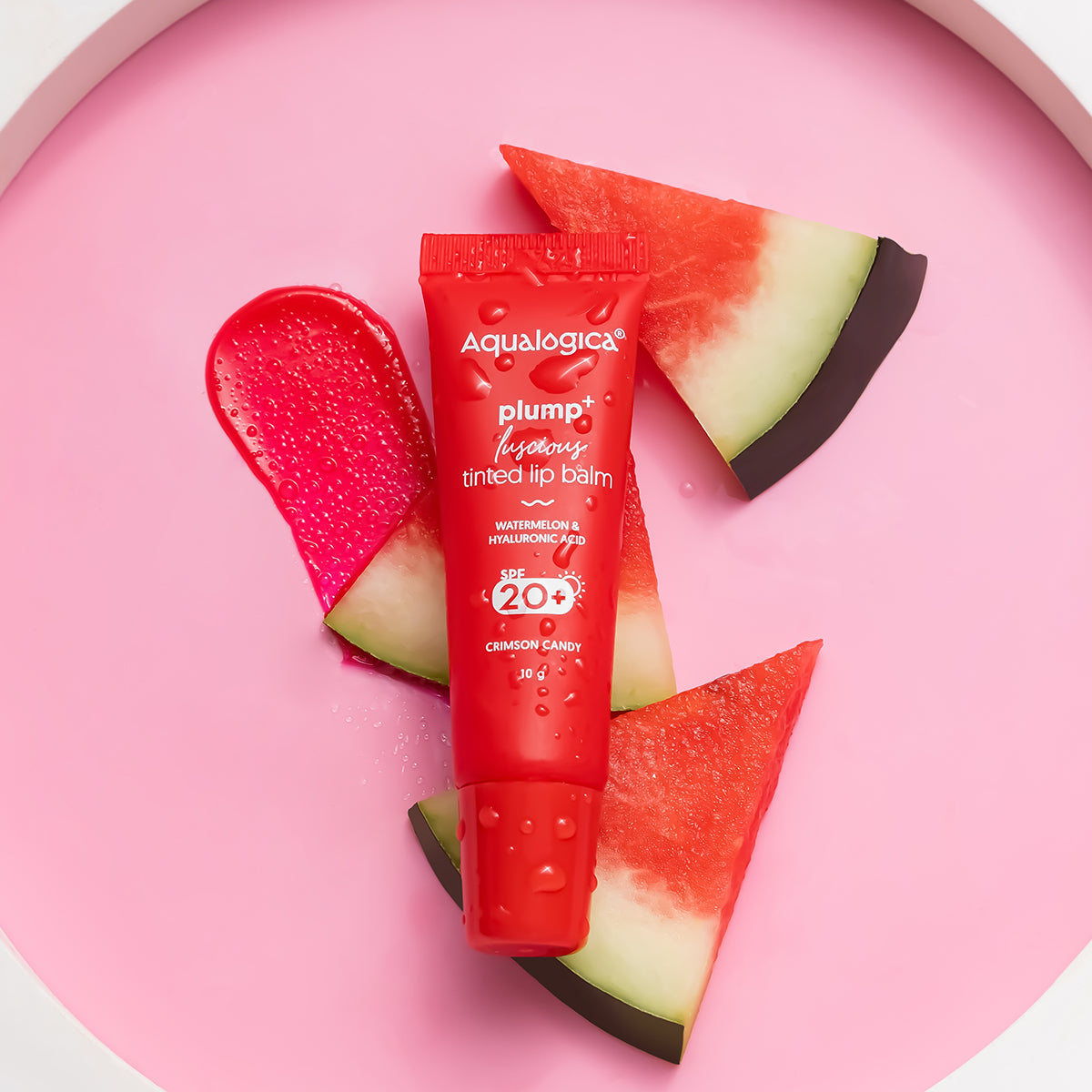 Crimson Candy Plump+ Luscious Tinted SPF 20+ Lip Balm with Watermelon & Hyaluronic Acid - 10g