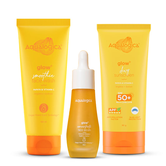 Daily Glow+ Combo (Glow+ Smoothie Face Wash + Glow+ Concentrate Face Serum + Glow+ Dewy Sunscreen)