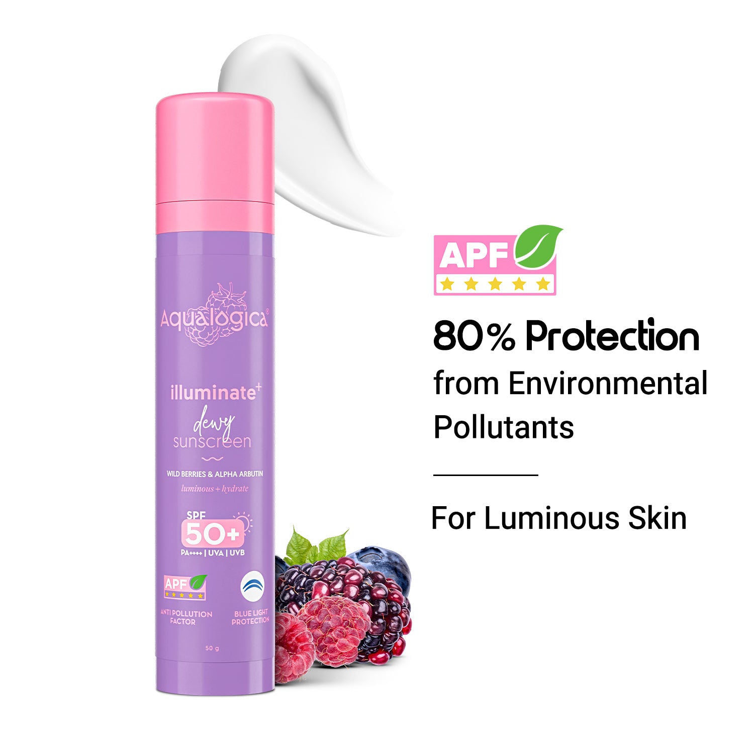 Illuminate+ Dewy Sunscreen SPF 50+ PA++++ with Wild Berries & Alpha Arbutin - 50 g(Pack of 2)