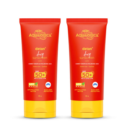 Detan+ Dewy Sunscreen, 80g (Pack Of 2)